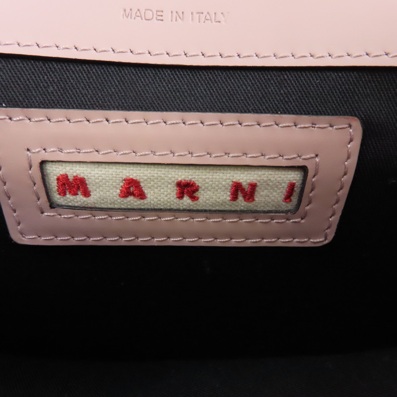 MARNI 牛皮皮革Trunk金扣肩背袋粉紅色