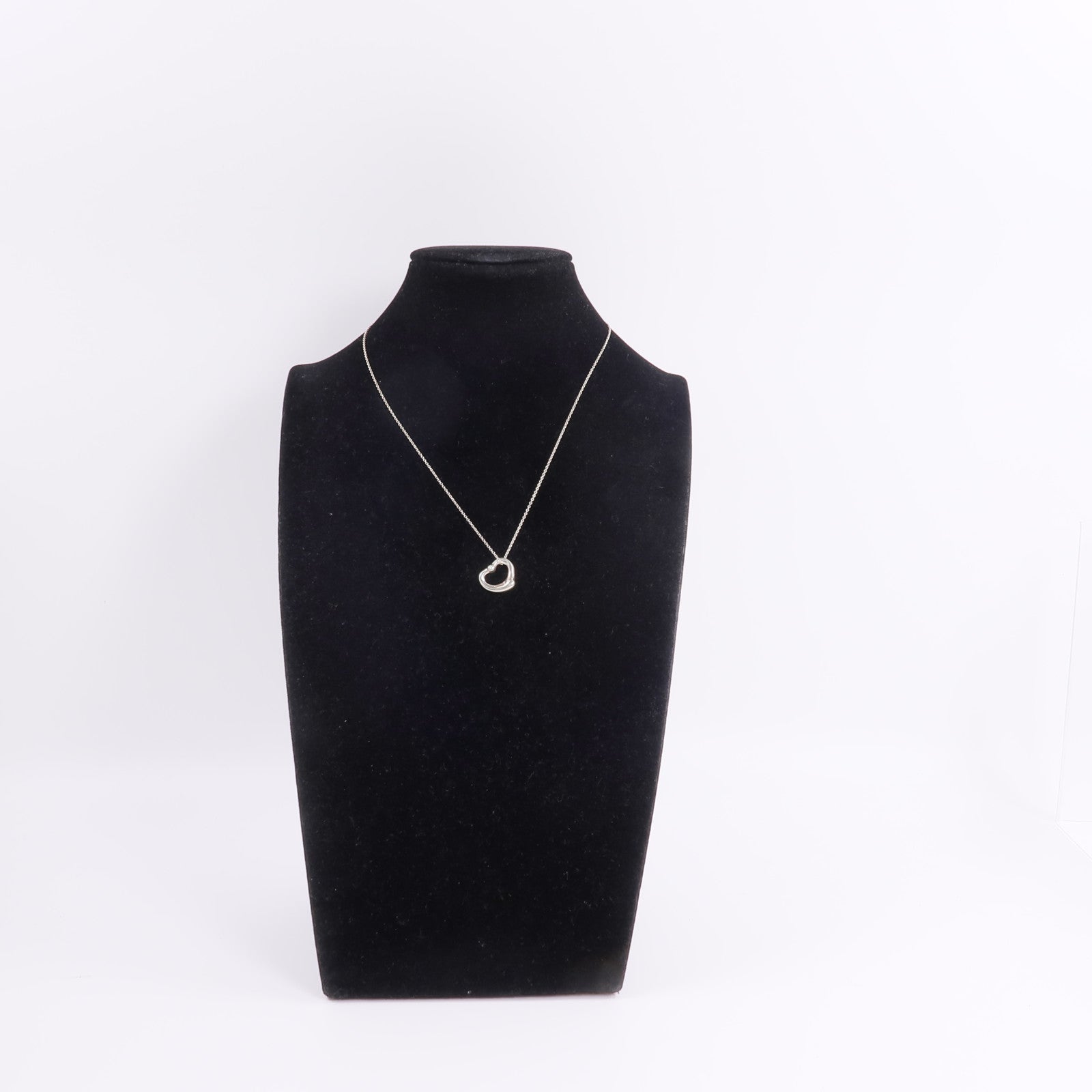 TIFFANY＆CO 925純銀Open Heart Pendant With Diamond SM鑽石項鍊