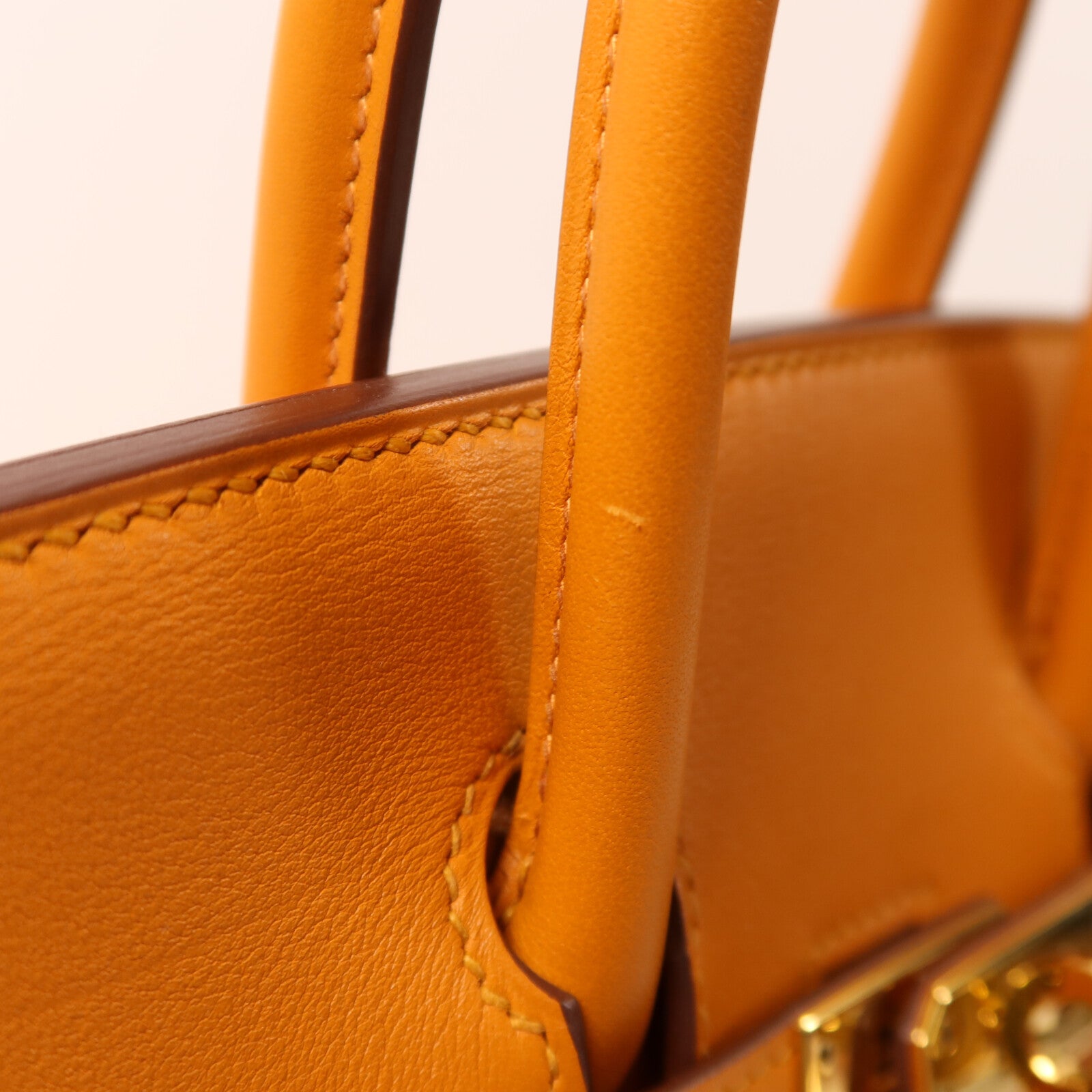 HERMES Swift皮革Birkin 25金扣手挽袋Apricot