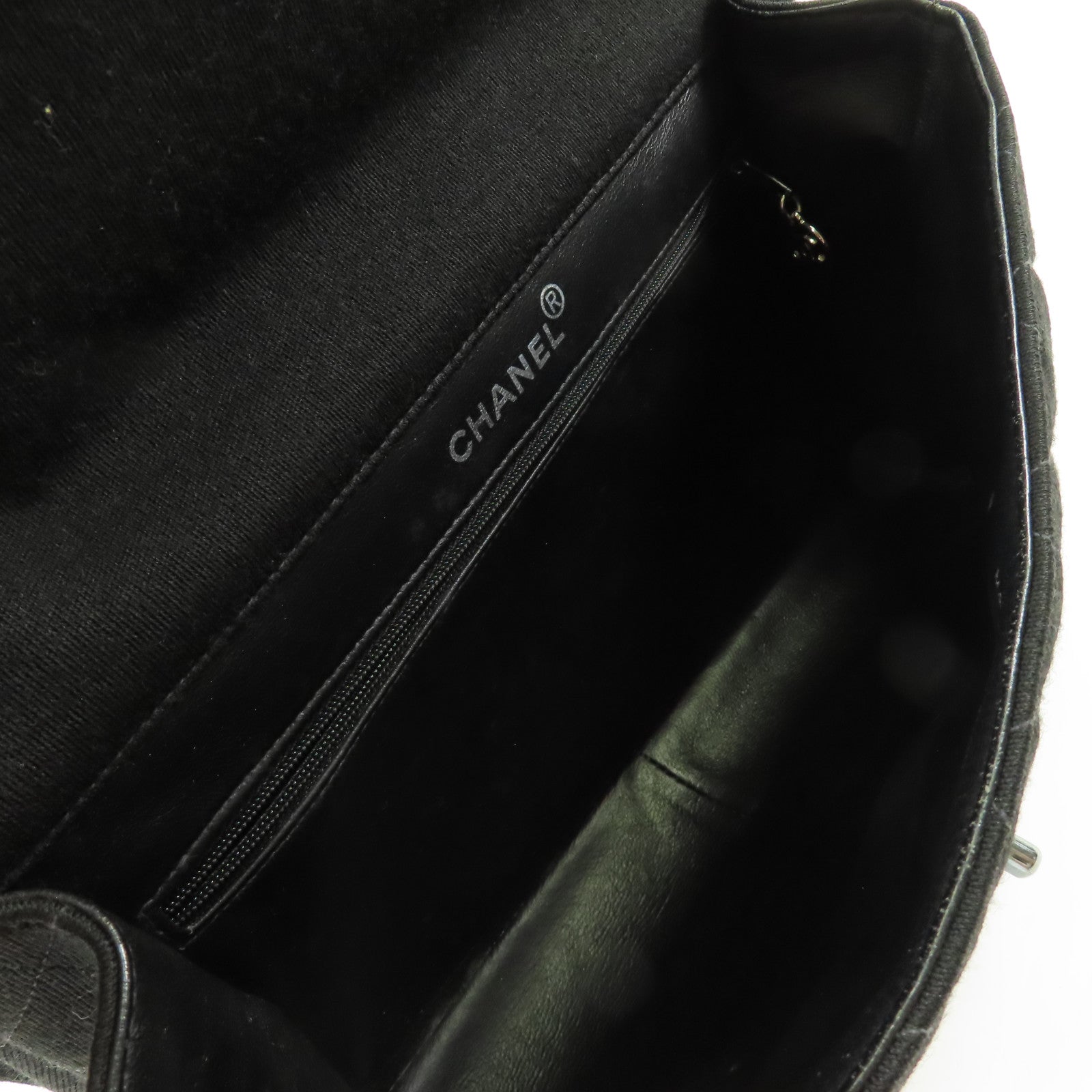 CHANEL 帆布Chain Shoulder銀扣鏈帶肩背袋