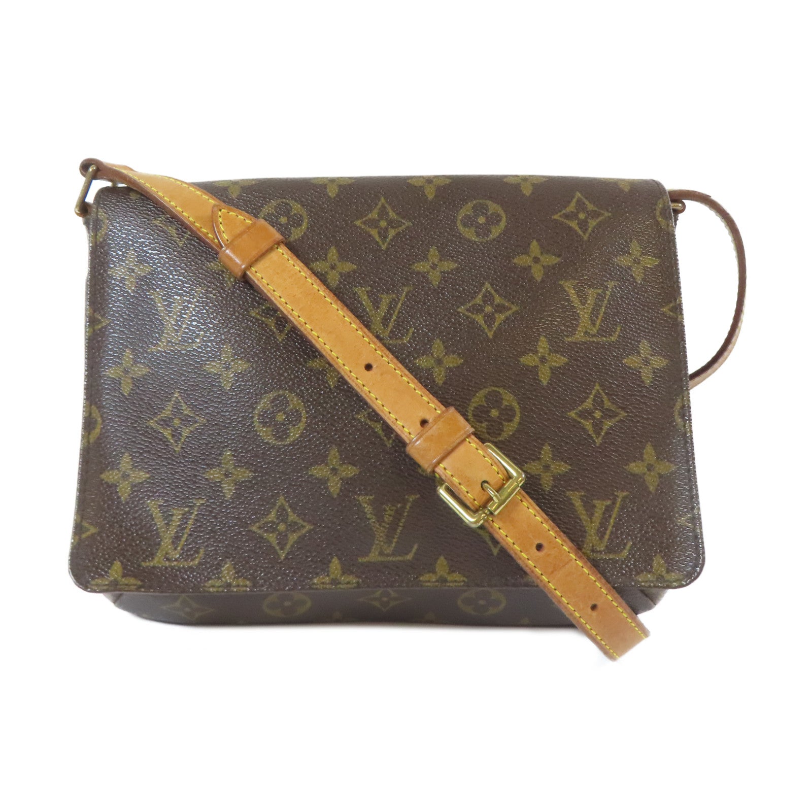 LOUIS VUITTON Monogram Musette Tango金扣肩背袋啡色