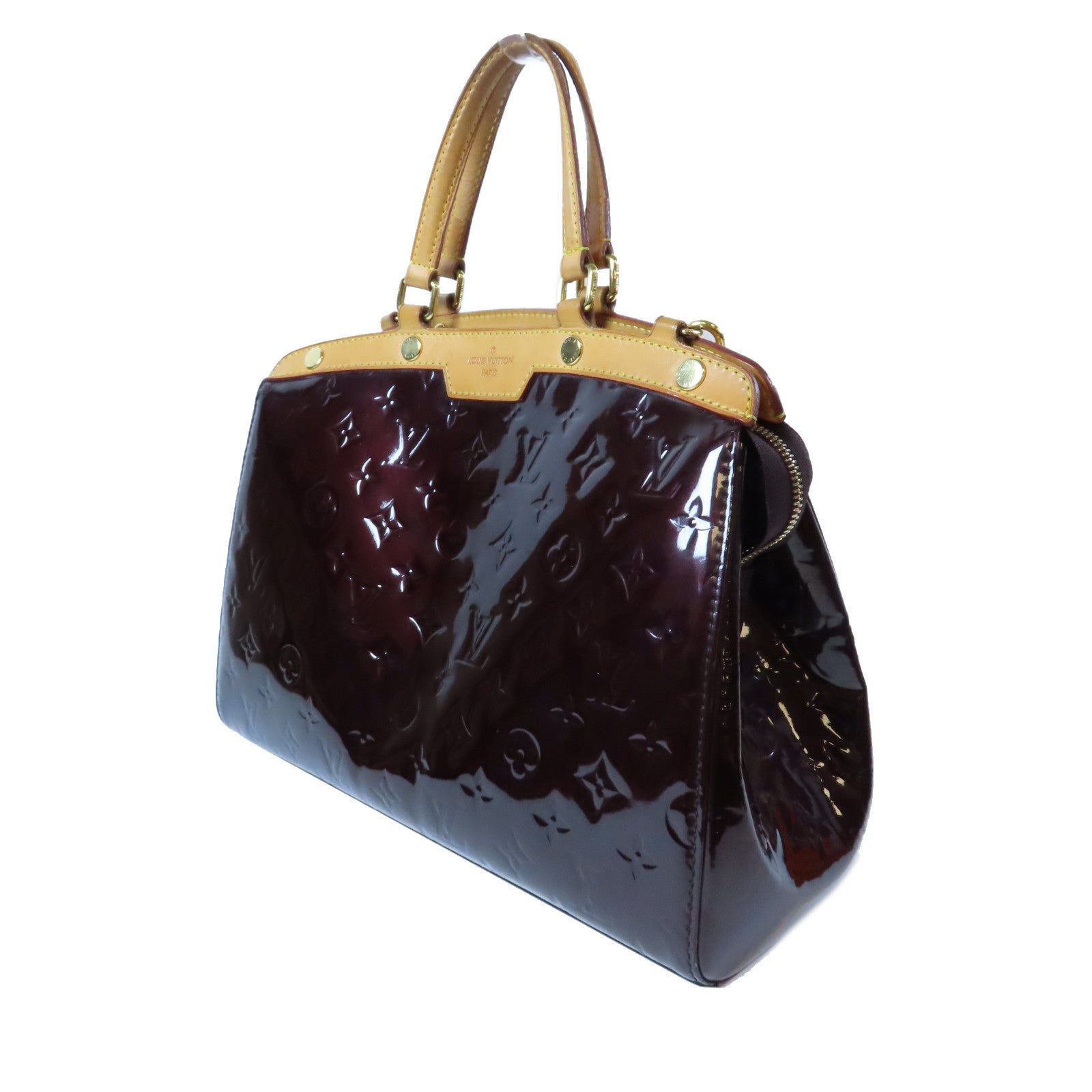 LOUIS VUITTON 【激減優惠】Vernis Brea MM金扣手挽肩背兩用袋酒紅色
