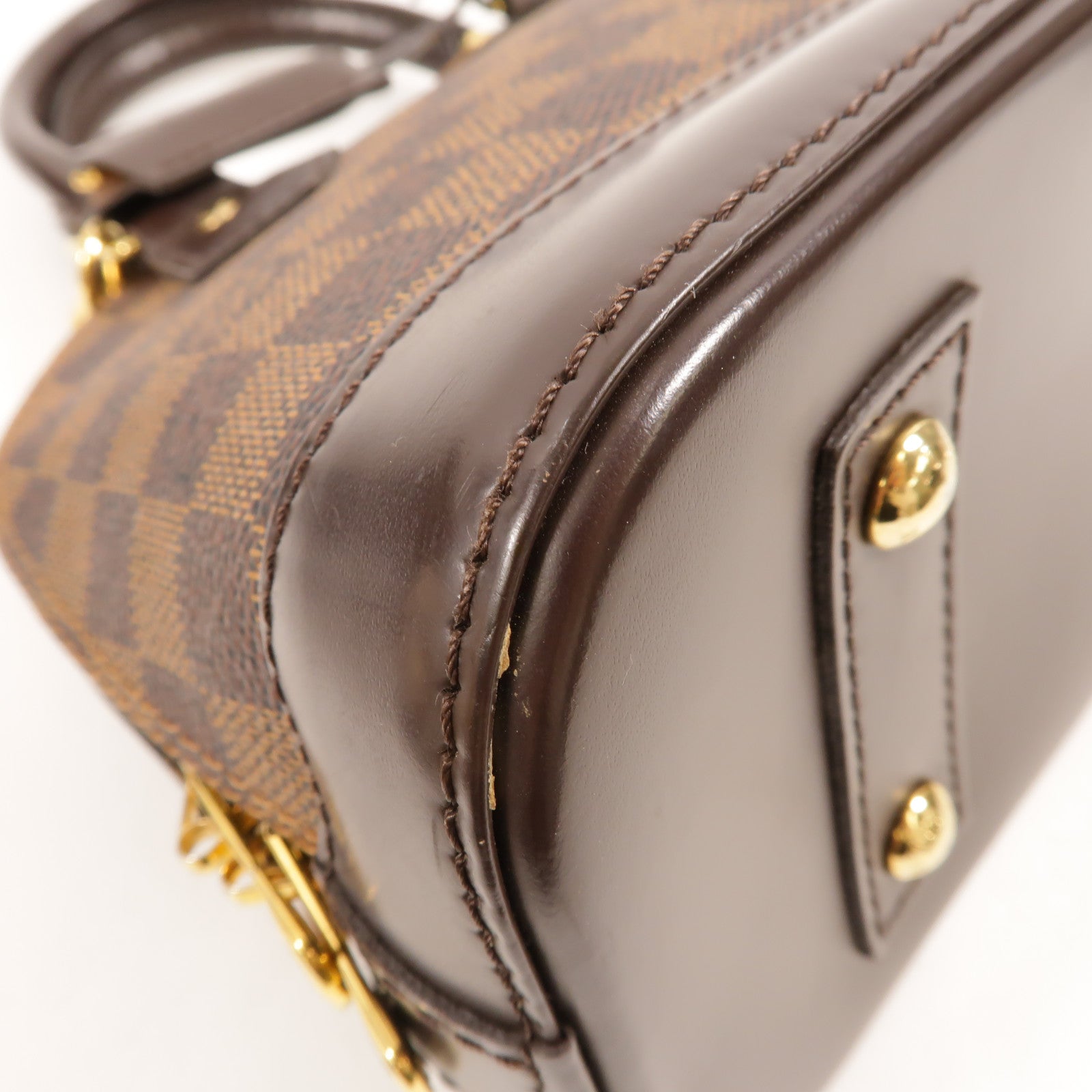 LOUIS VUITTON Damier Alma BB金扣手挽肩背兩用袋棕色
