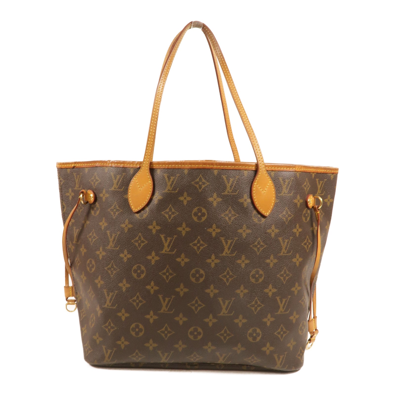 LOUIS VUITTON Monogram Neverfull MM金扣手挽袋