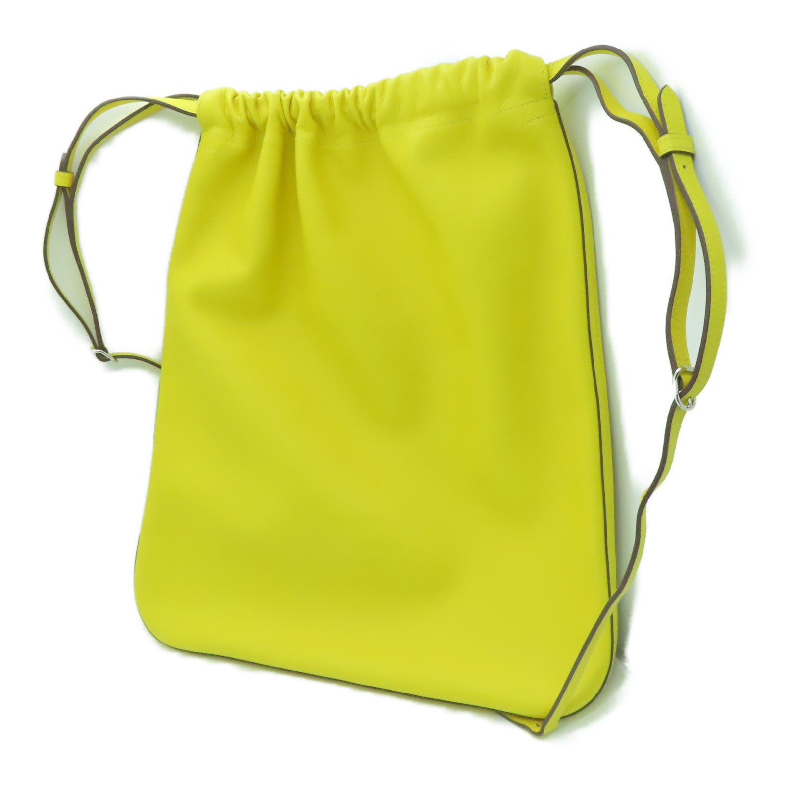 HERMES Evercolor Leather Bridado Shoulder Bag Silver Buckle Shoulder Bag Yellow