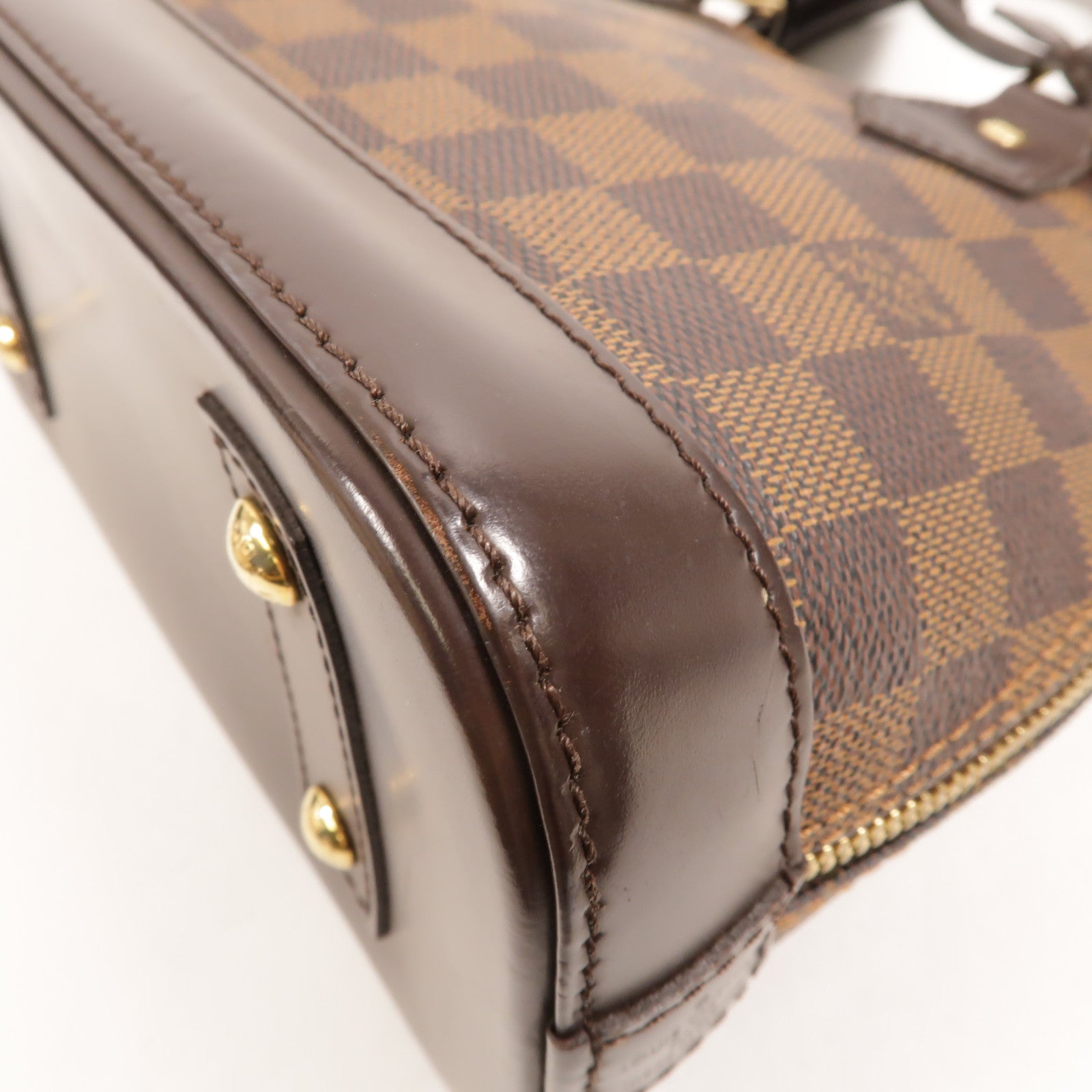 LOUIS VUITTON Damier Alma BB金扣手挽肩背兩用袋棕色