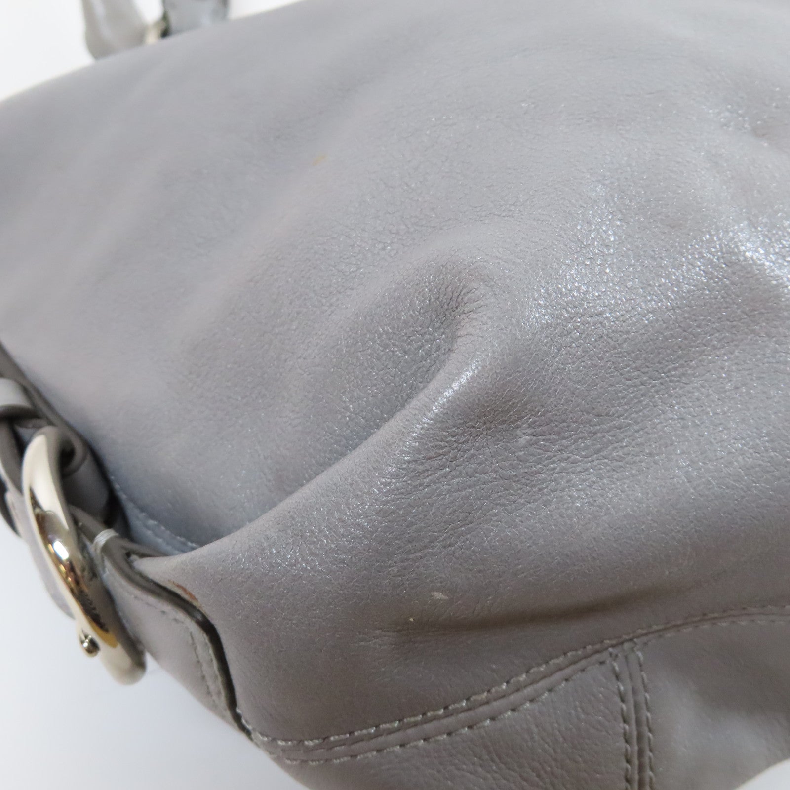 COACH 【激減優惠】牛皮皮革2 Way Shoulder Bag銀扣手挽肩背兩用袋灰色