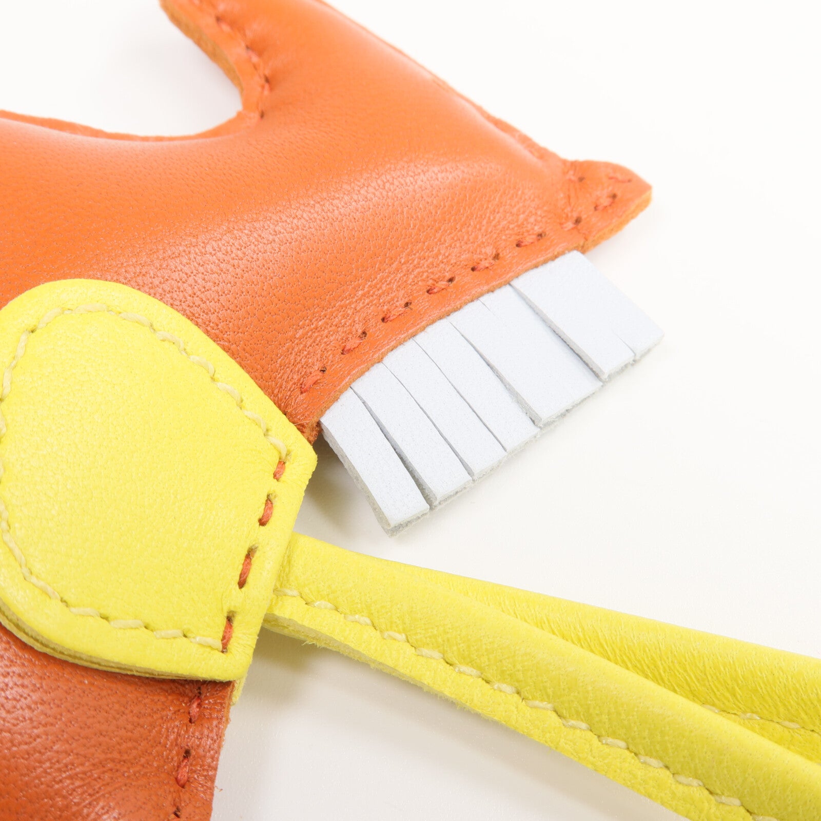 HERMES Milo皮革Rodeo PM掛飾Cornaline/Lime/Bleu Pale