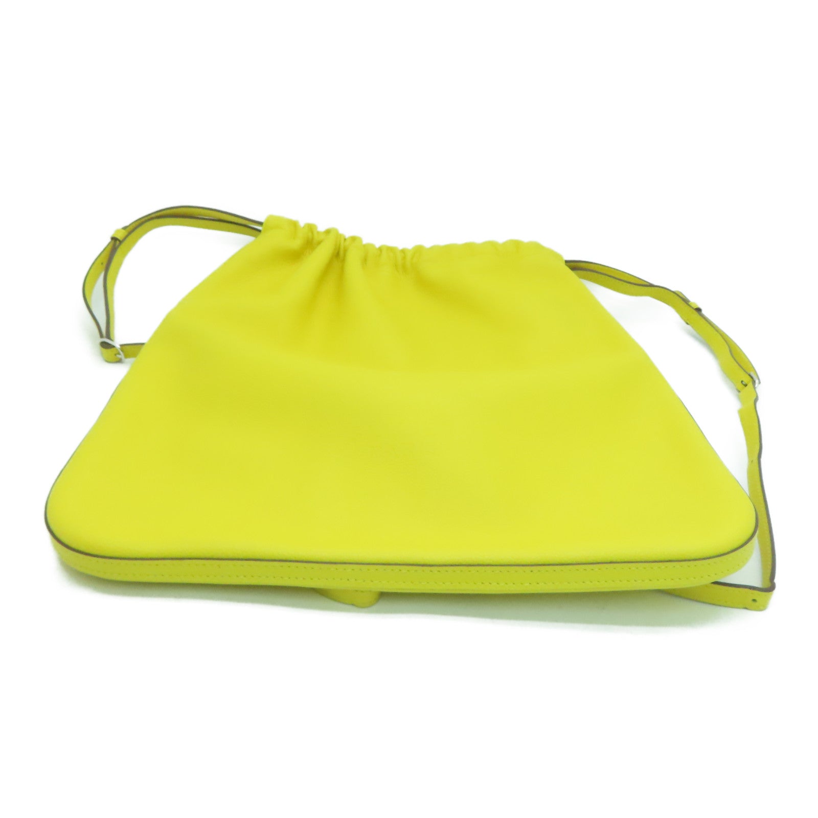 HERMES Evercolor Leather Bridado Shoulder Bag Silver Buckle Shoulder Bag Yellow
