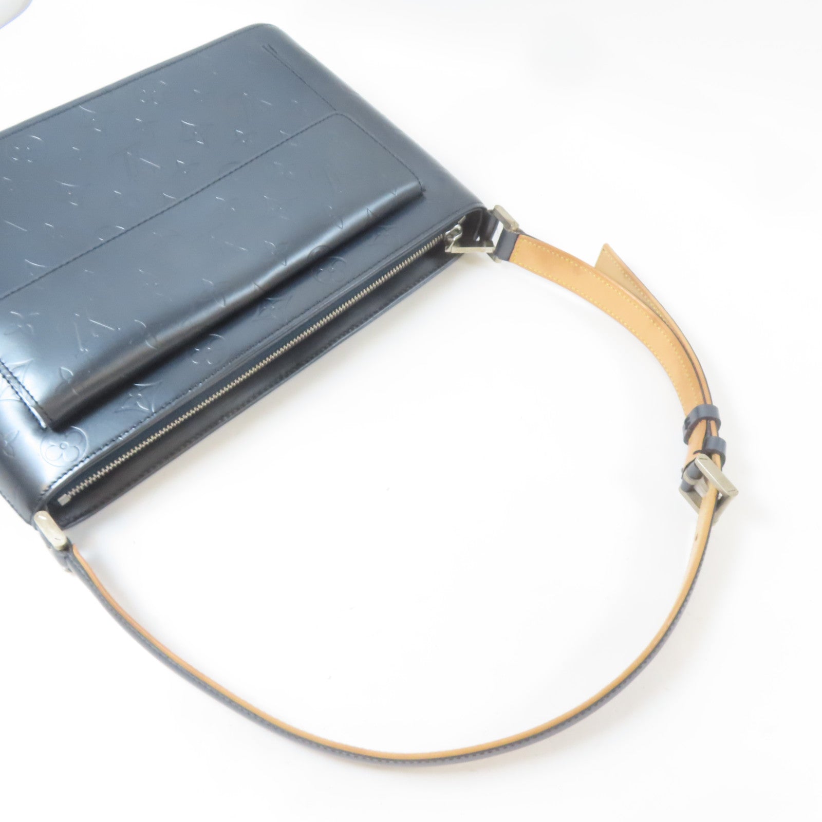 LOUIS VUITTON Monogram Mat Alston銀扣肩背袋灰色