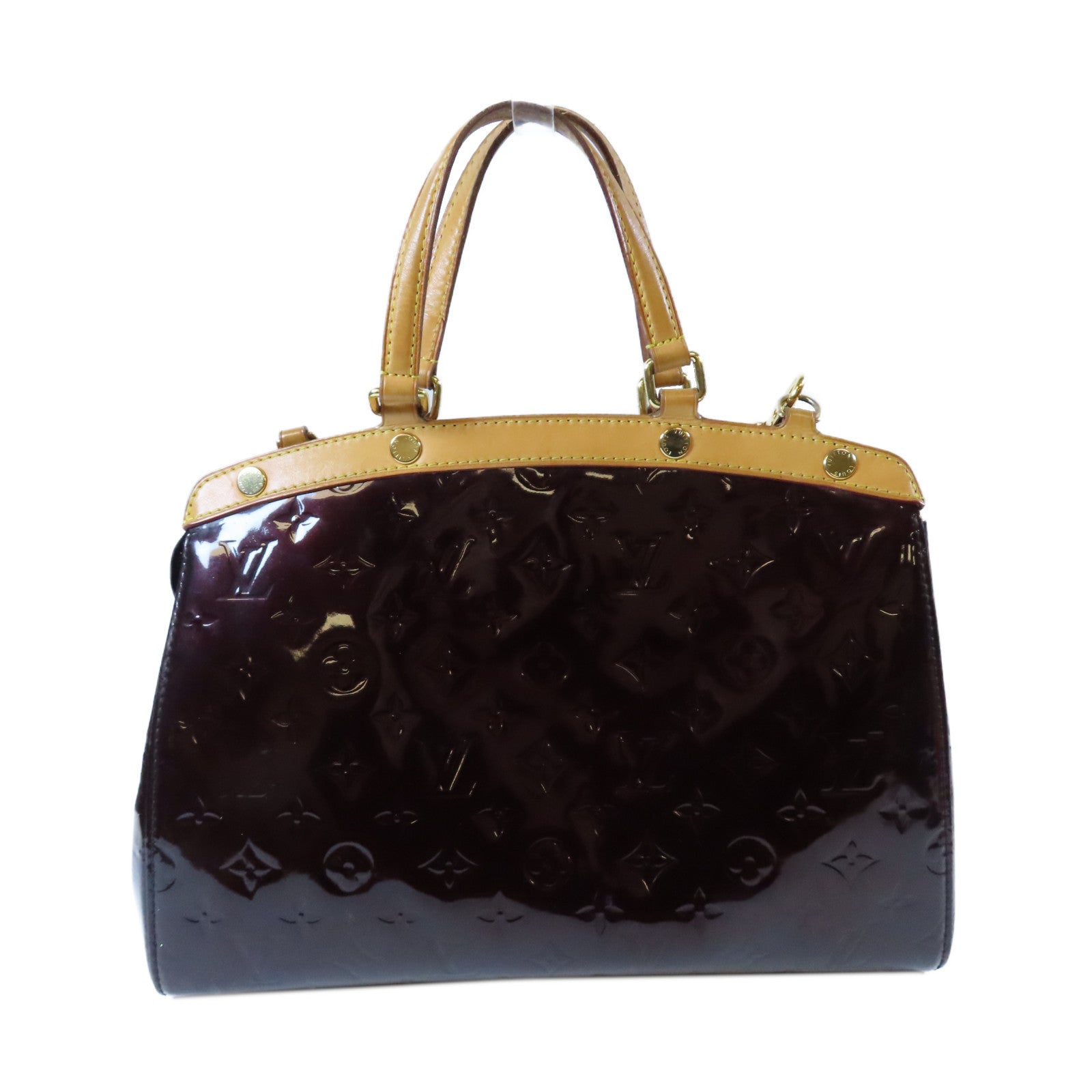LOUIS VUITTON 【激減優惠】Vernis Brea MM金扣手挽肩背兩用袋酒紅色