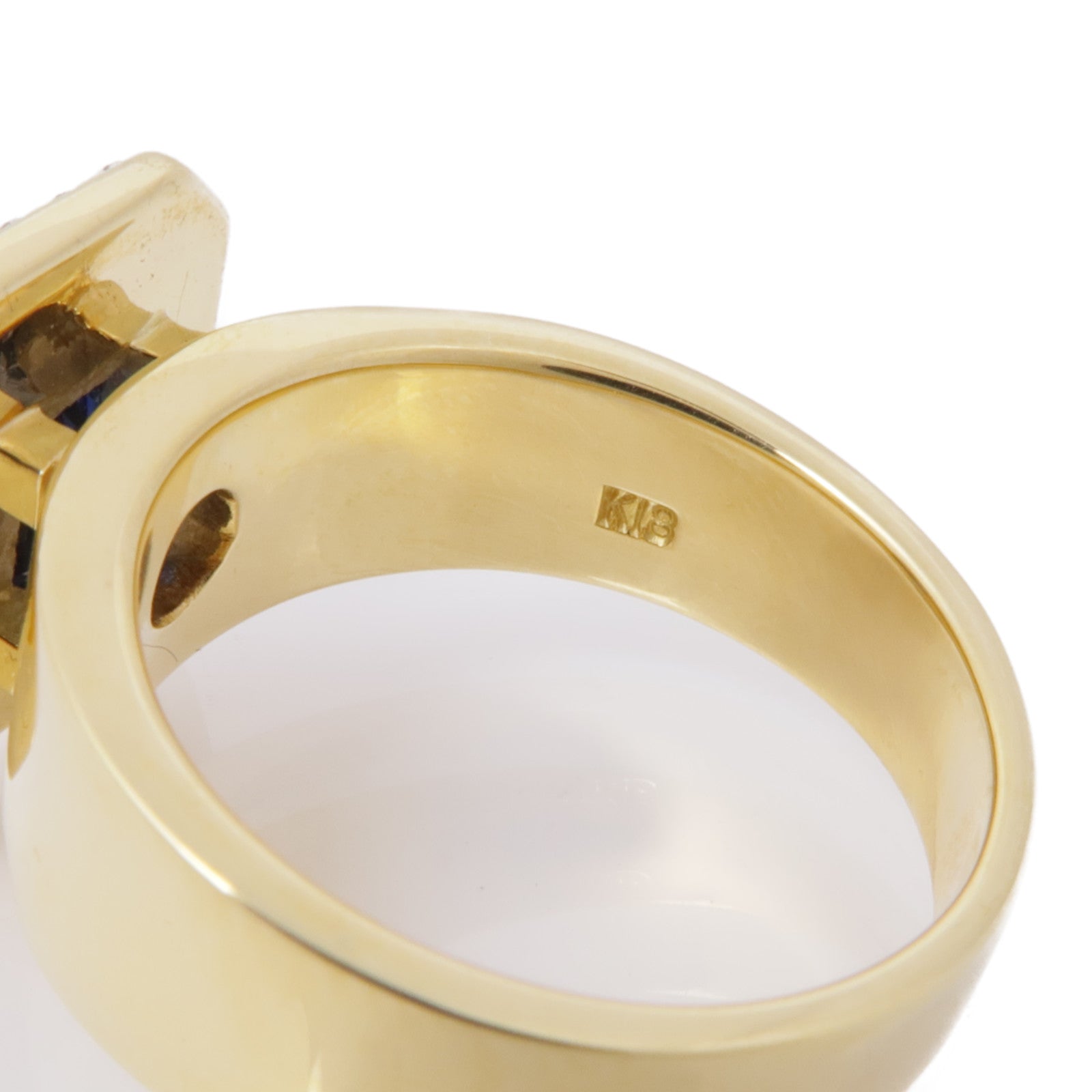 JEWELRY 【激減優惠】18K黃金Sapphire Diamond Ring藍寶石/鑽石戒指US#6.25