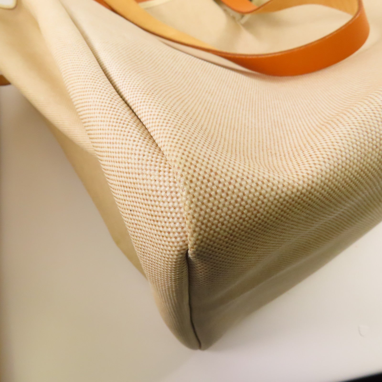 HERMES Toile H Herbag TGM銀扣手挽肩背兩用袋Beige