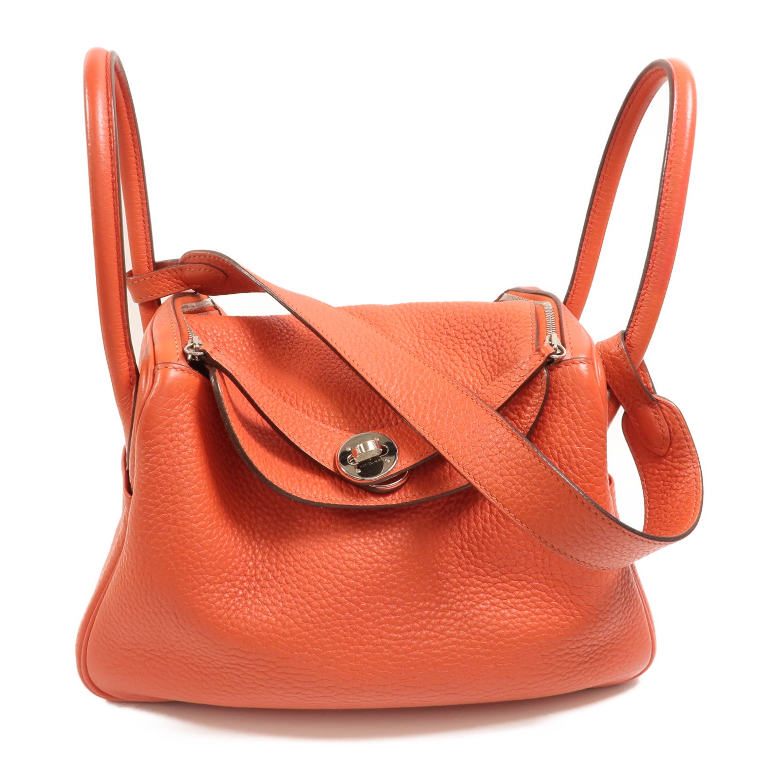 HERMES Clemence皮革Lindy 26肩背袋Rouge Pivoine