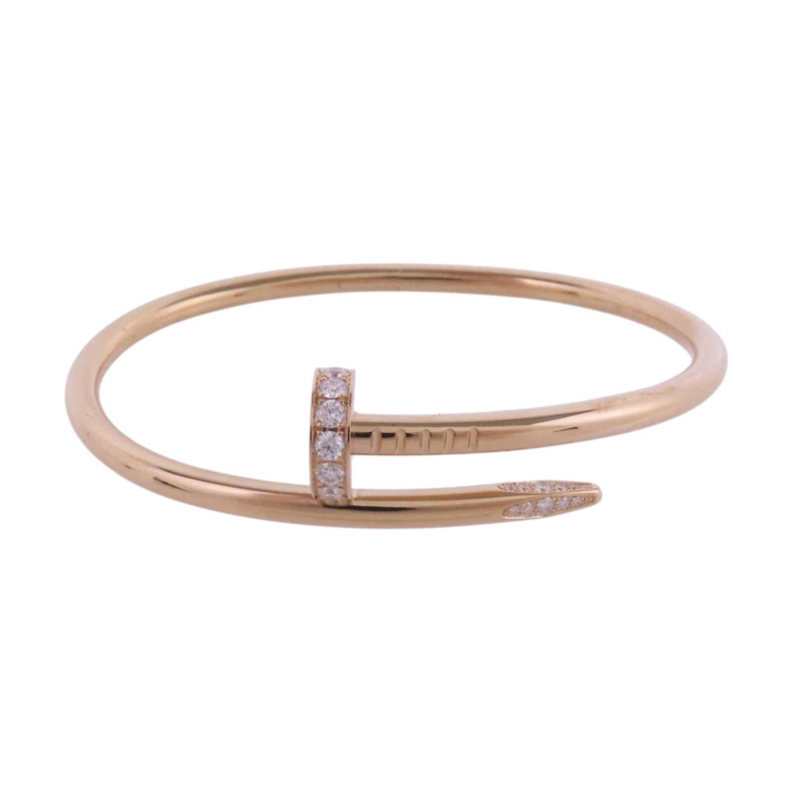 CARTIER 18K玫瑰Juste Un Clou Diamond Bangle手鐲#17