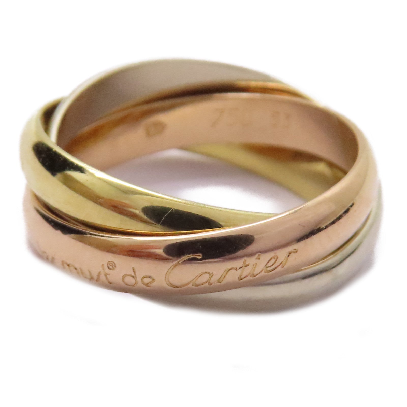 CARTIER 18K黃金/白金/玫瑰金Trinity Ring戒指US#6.25/Cartier#53
