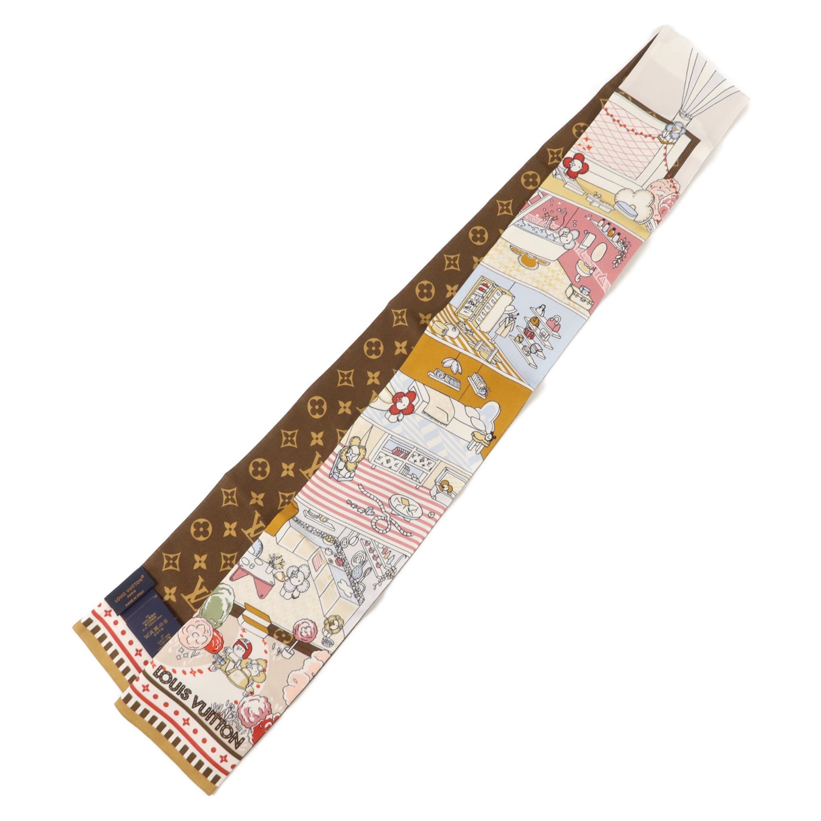LOUIS VUITTON 絲質Vivienne World Bandeau絲巾