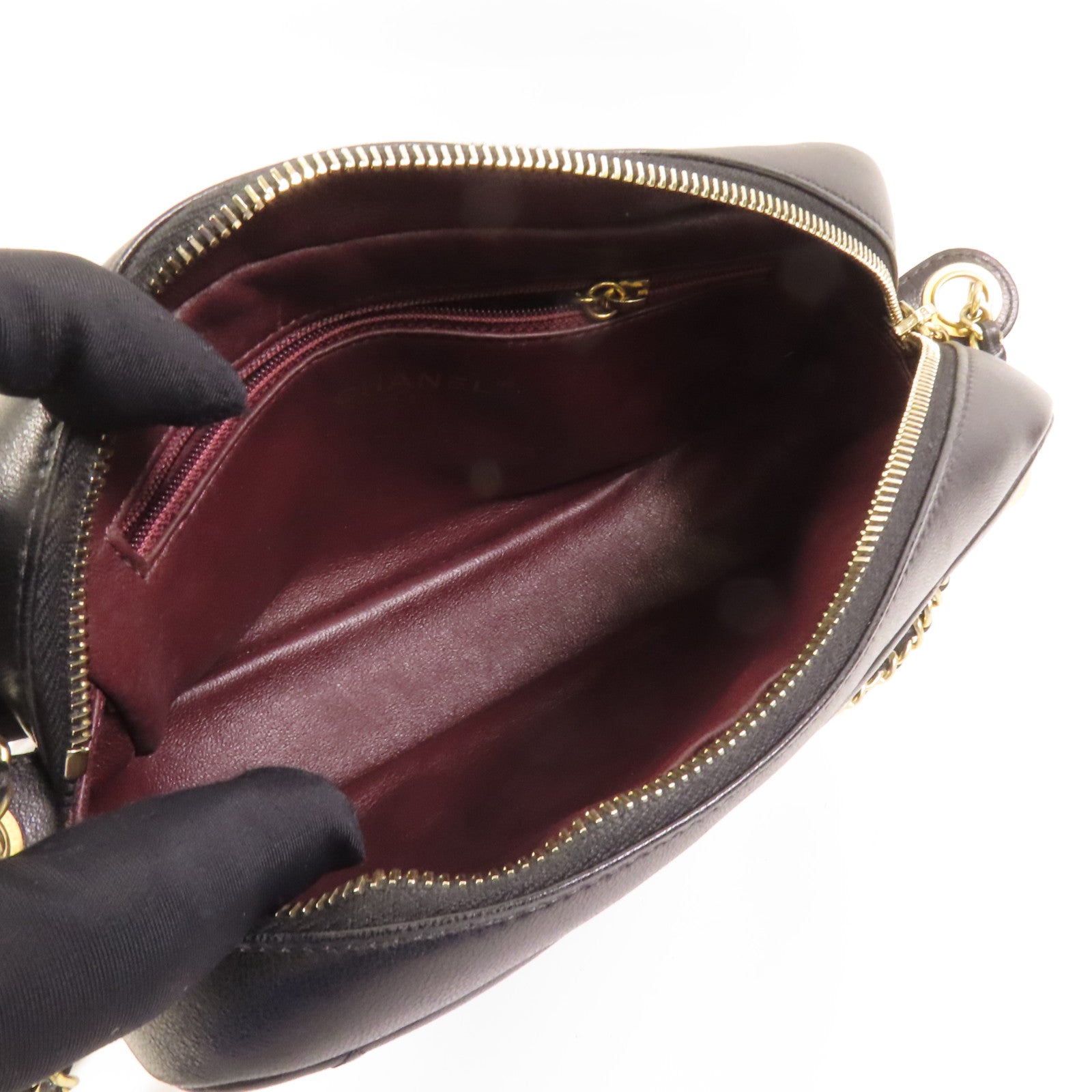 CHANEL 羊皮皮革Camera Bag金扣肩背袋