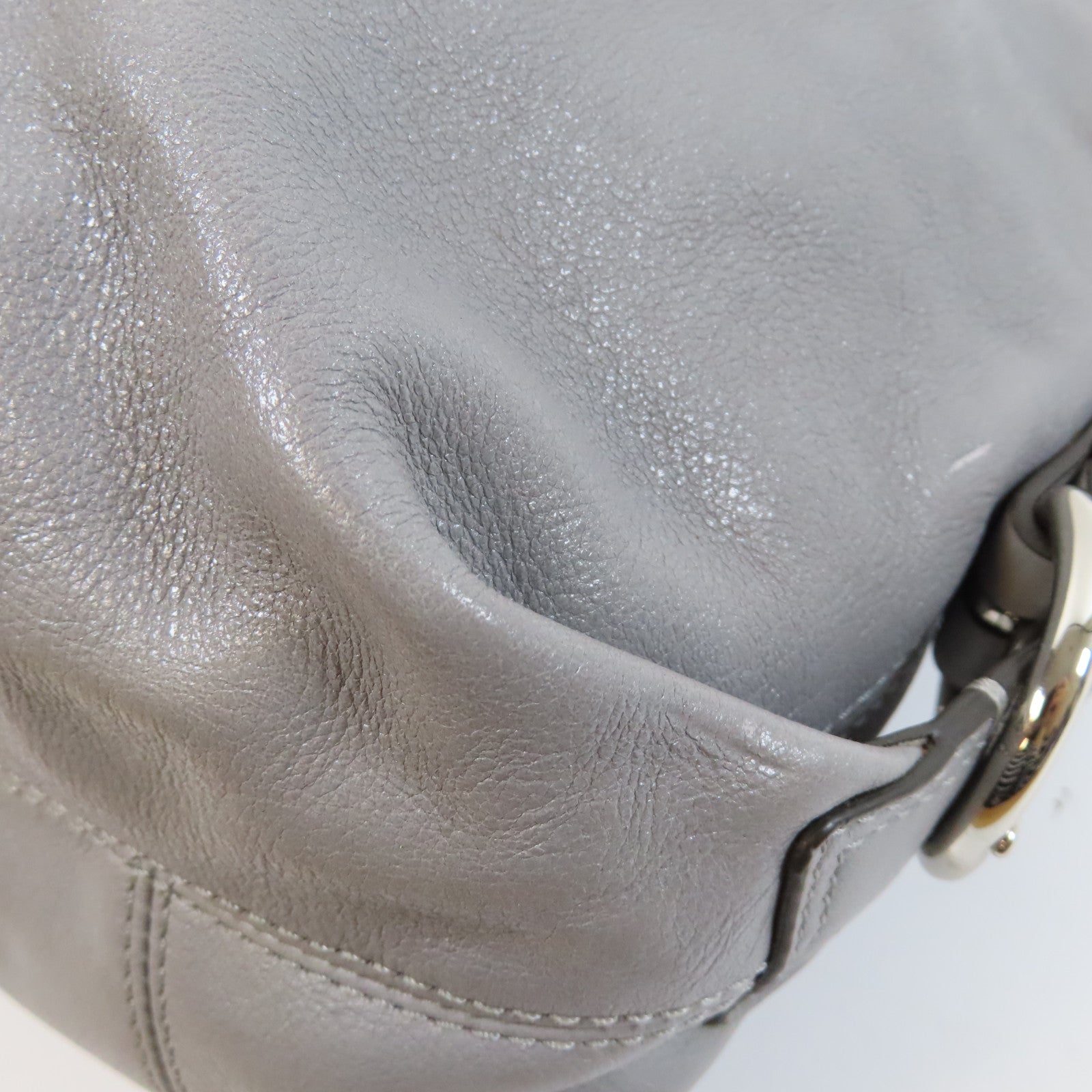 COACH 【激減優惠】牛皮皮革2 Way Shoulder Bag銀扣手挽肩背兩用袋灰色