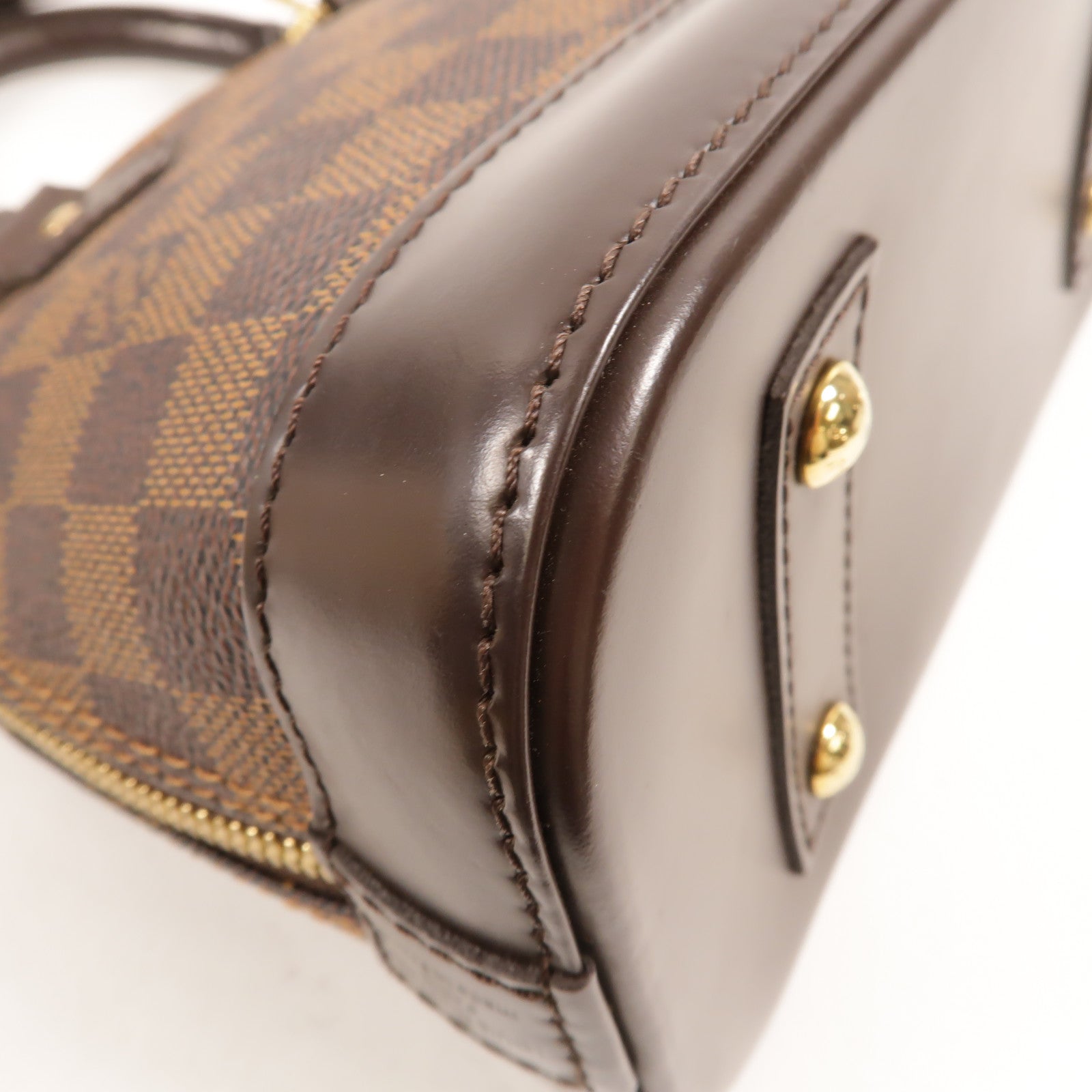 LOUIS VUITTON Damier Alma BB金扣手挽肩背兩用袋棕色