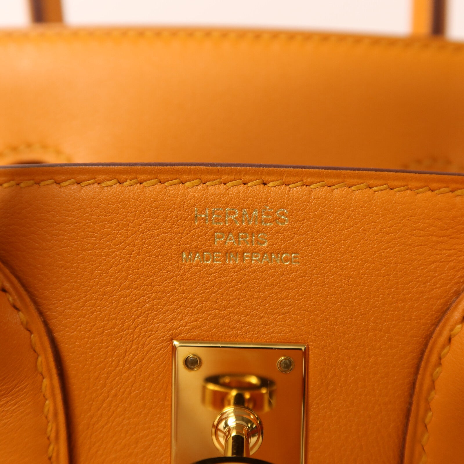 HERMES Swift皮革Birkin 25金扣手挽袋Apricot