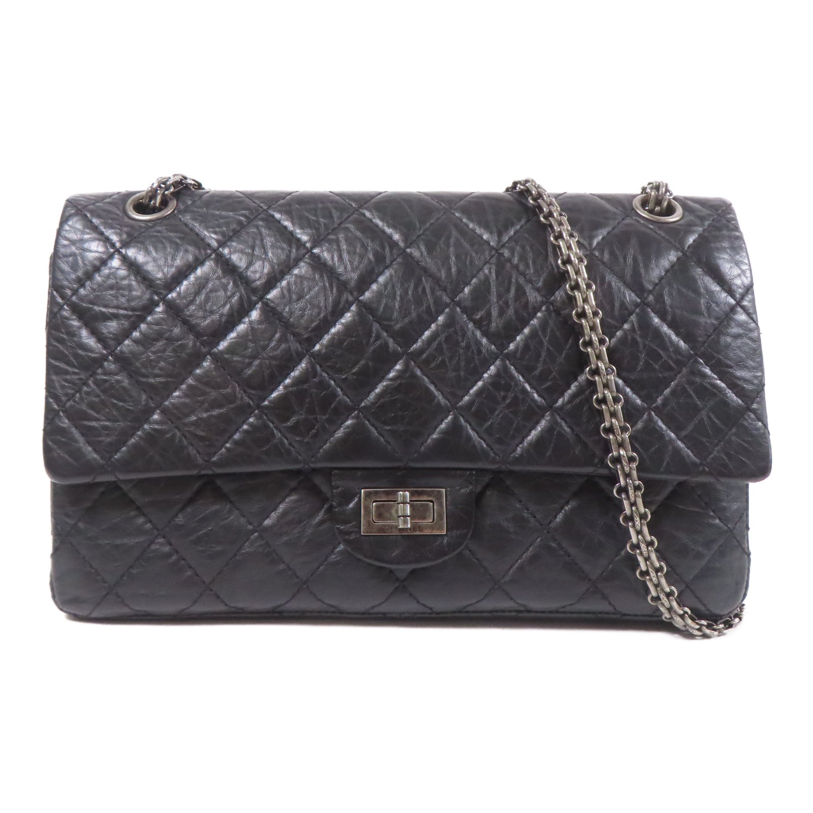 CHANEL 牛皮皮革2.55銀扣鏈帶肩背袋