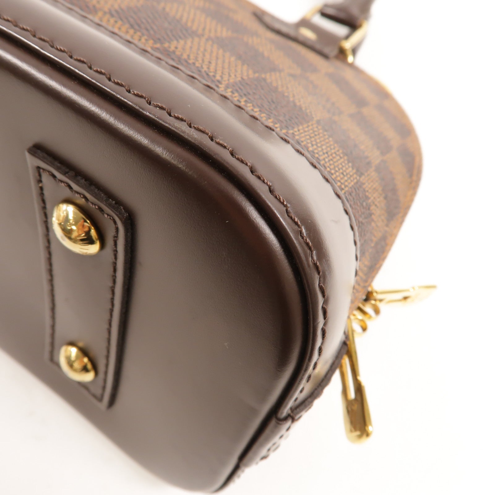 LOUIS VUITTON Damier Alma BB金扣手挽肩背兩用袋棕色