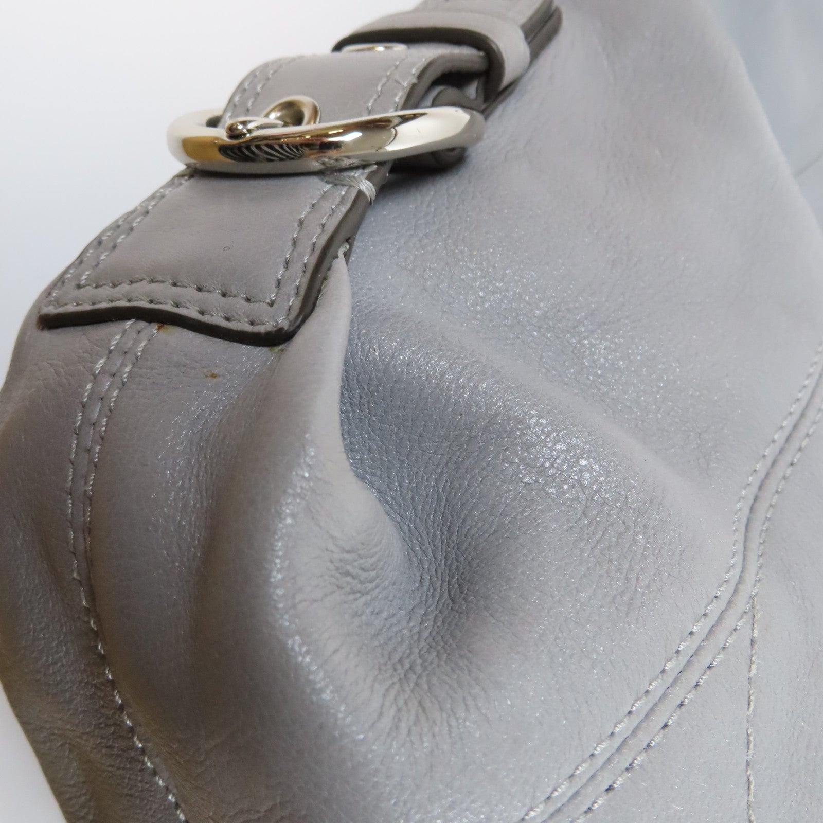 COACH 【激減優惠】牛皮皮革2 Way Shoulder Bag銀扣手挽肩背兩用袋灰色