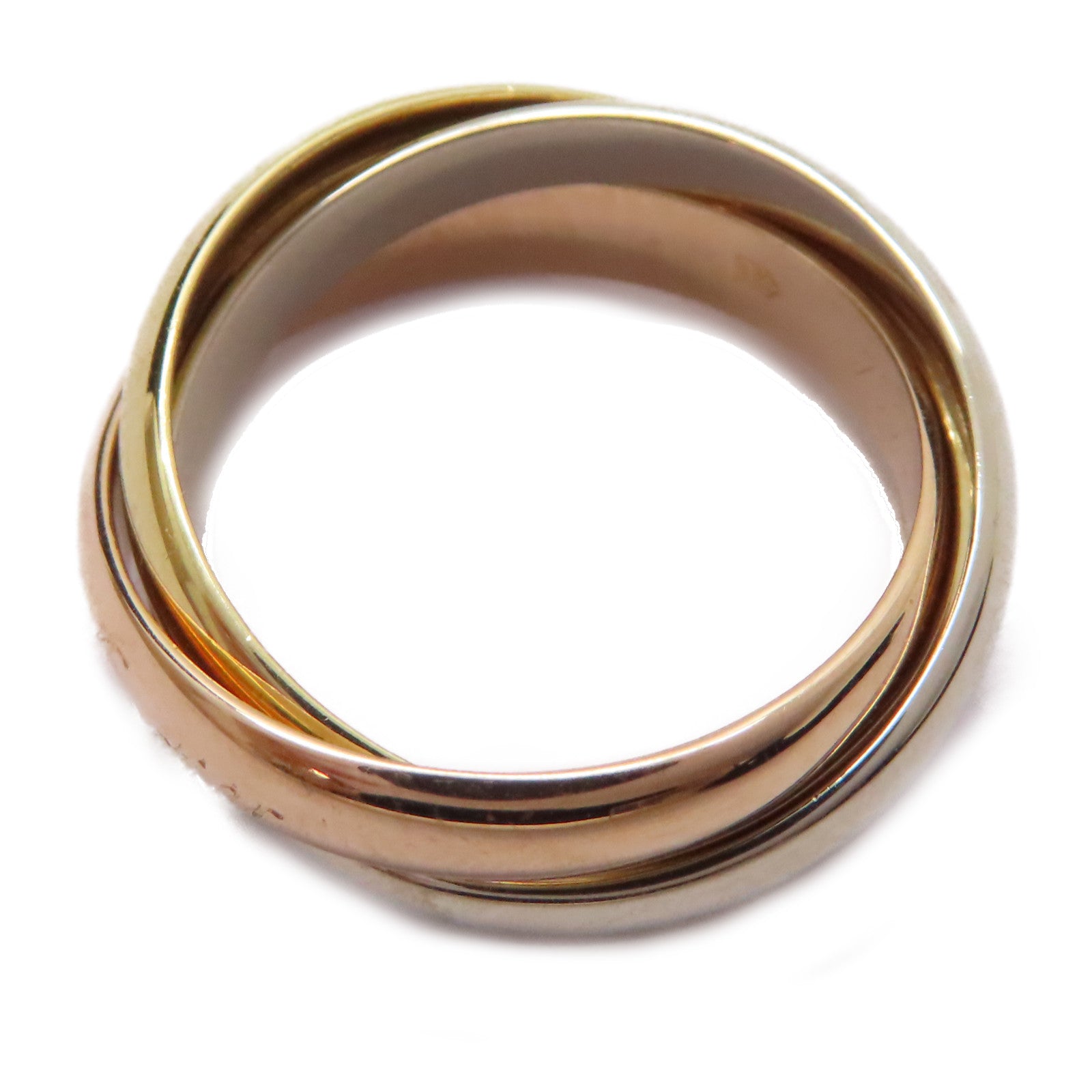 CARTIER 18K黃金/白金/玫瑰金Trinity Ring戒指US#6.25/Cartier#53