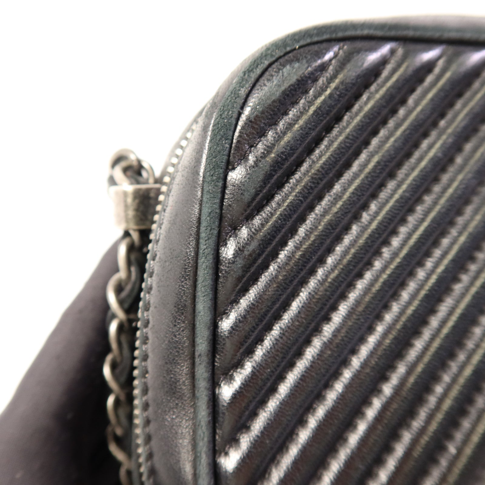 CHANEL 牛皮皮革Chain Shoulder Bag銀扣鏈帶肩背袋