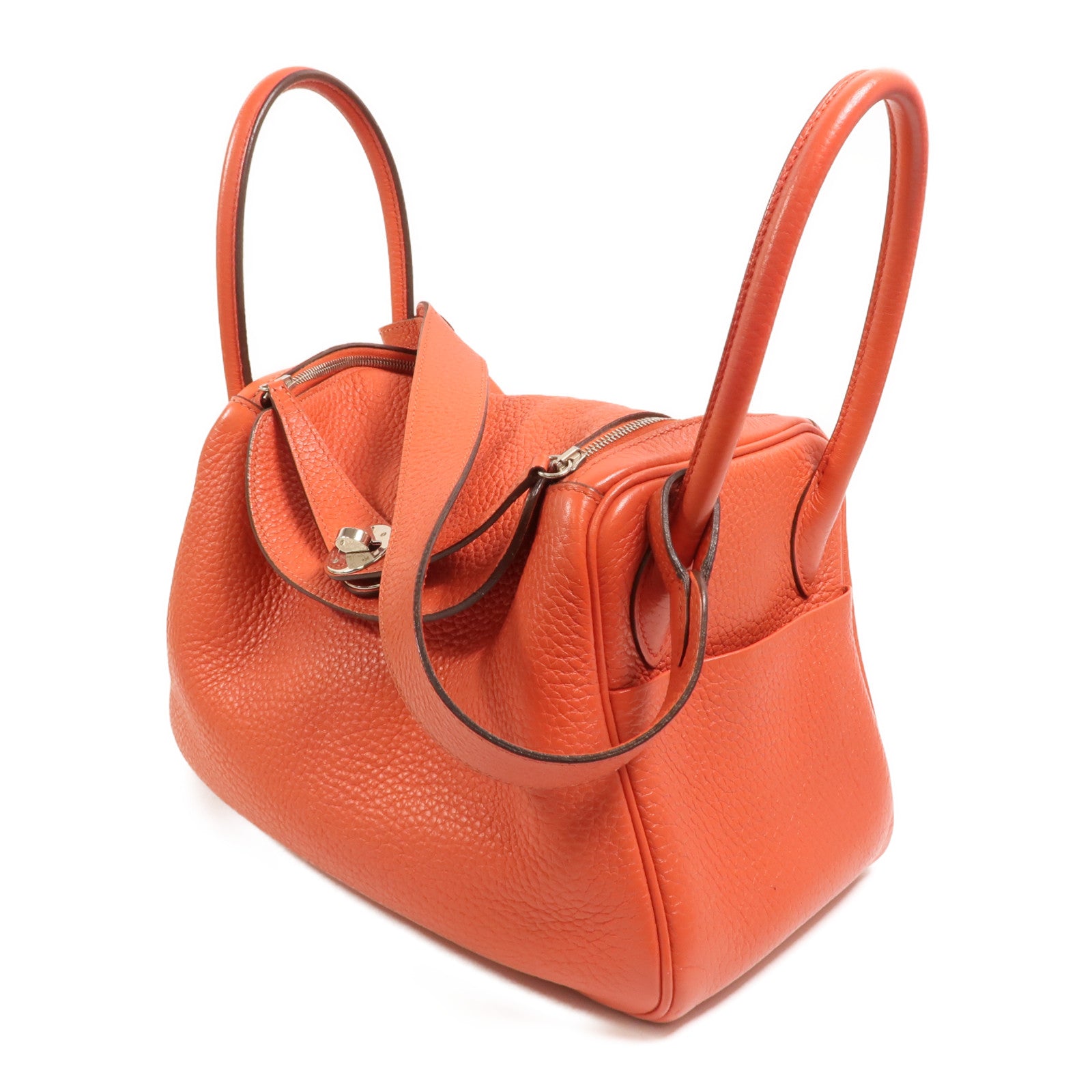 HERMES Clemence皮革Lindy 26肩背袋Rouge Pivoine