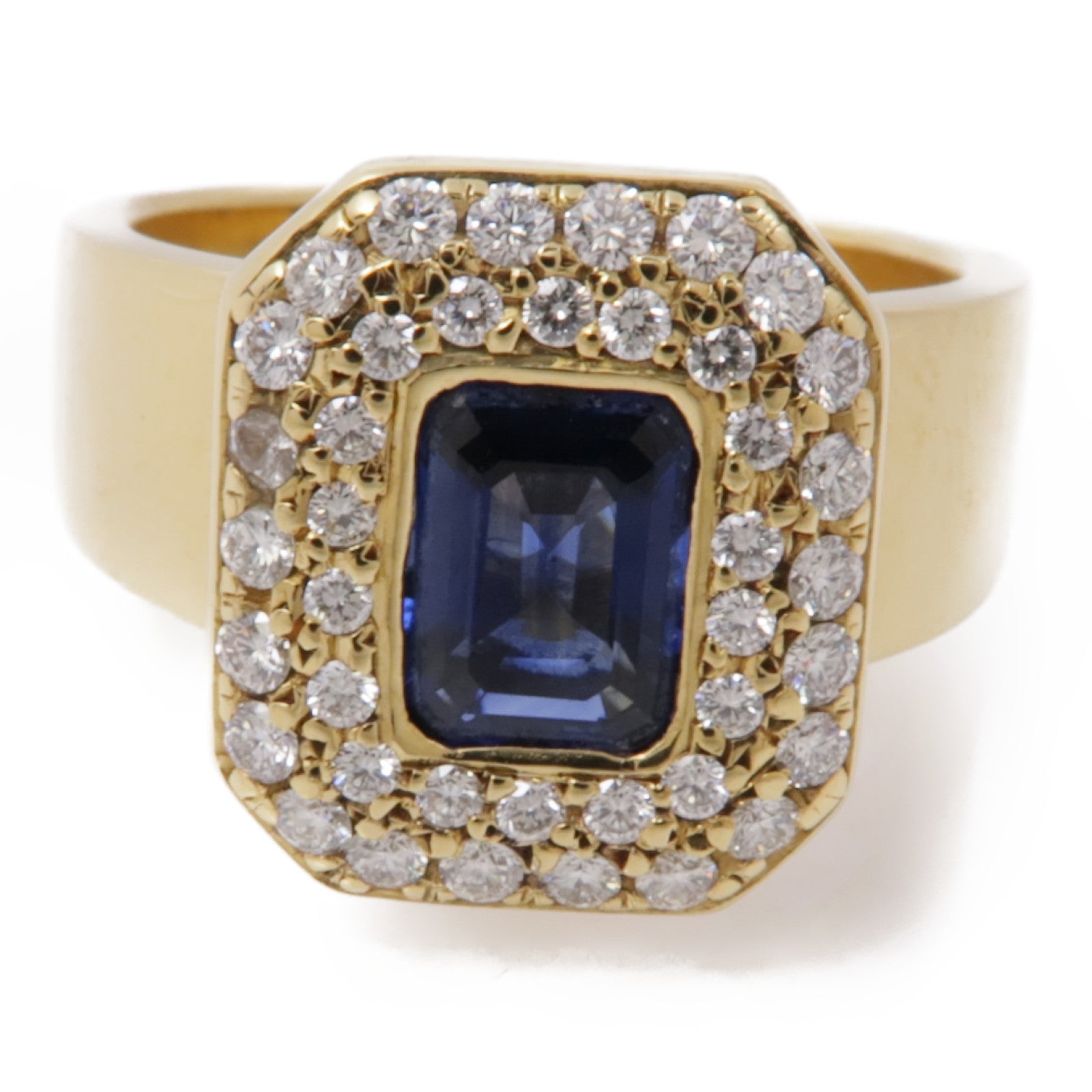 JEWELRY【激減優惠】 18K黃金Sapphire Diamond Ring藍寶石/鑽石戒指US#6.25