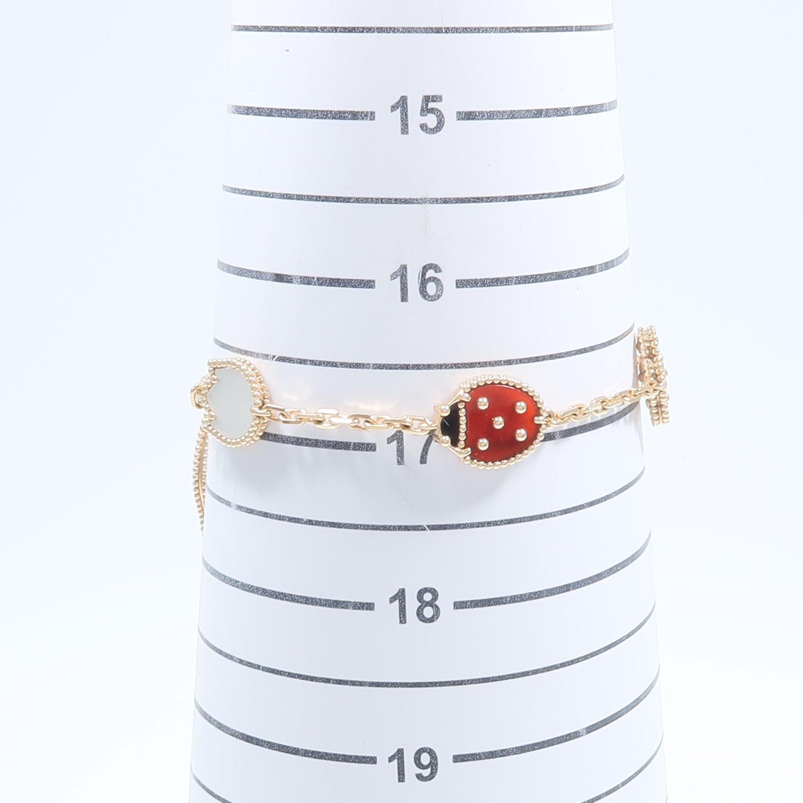 Van Cleef & Arpels 18K玫瑰金Lucky Spring Bracelet 5 Motifs珍珠母貝/縞瑪瑙/紅玉髓手鏈
