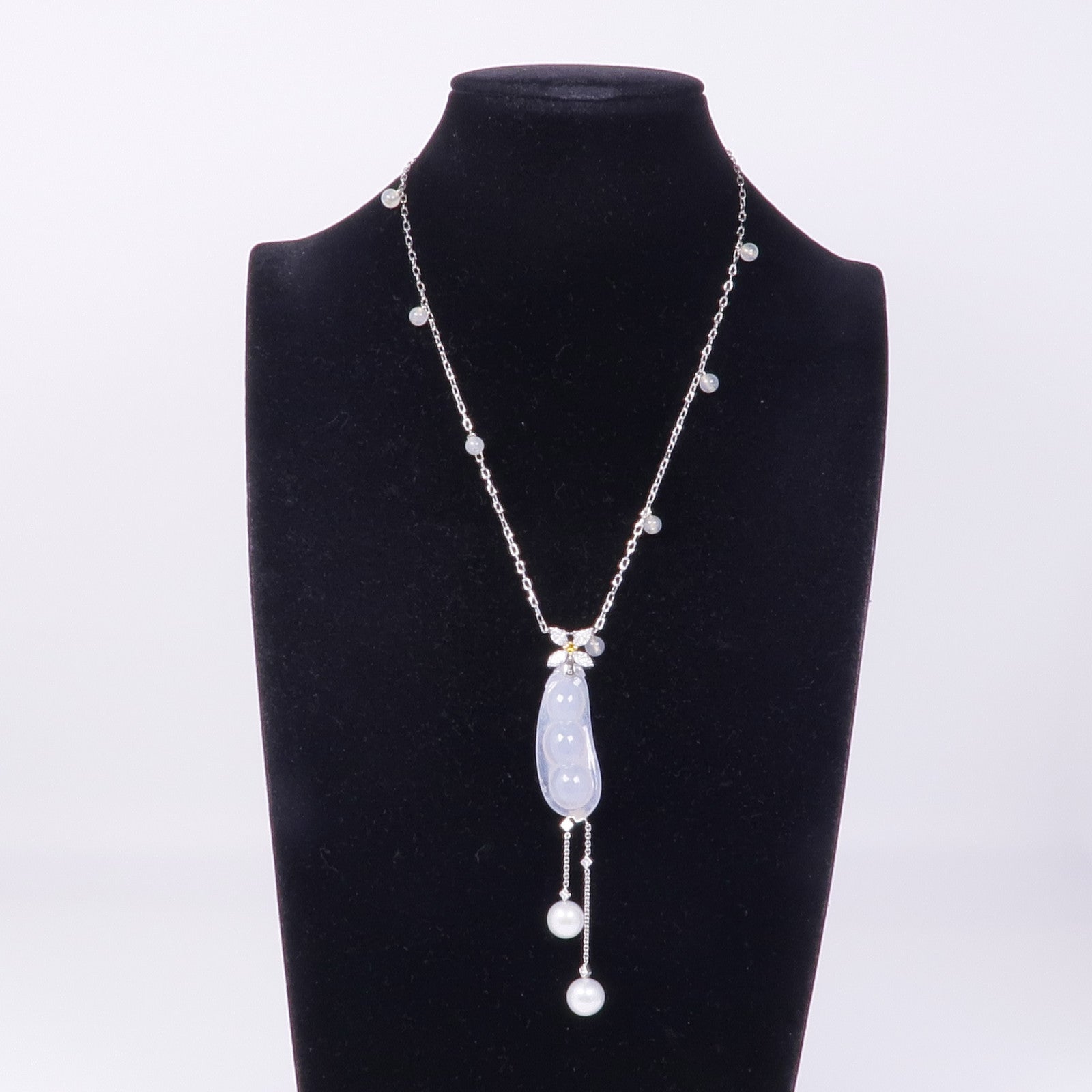 JEWELRY Jade Diamond Necklace 18K White Gold