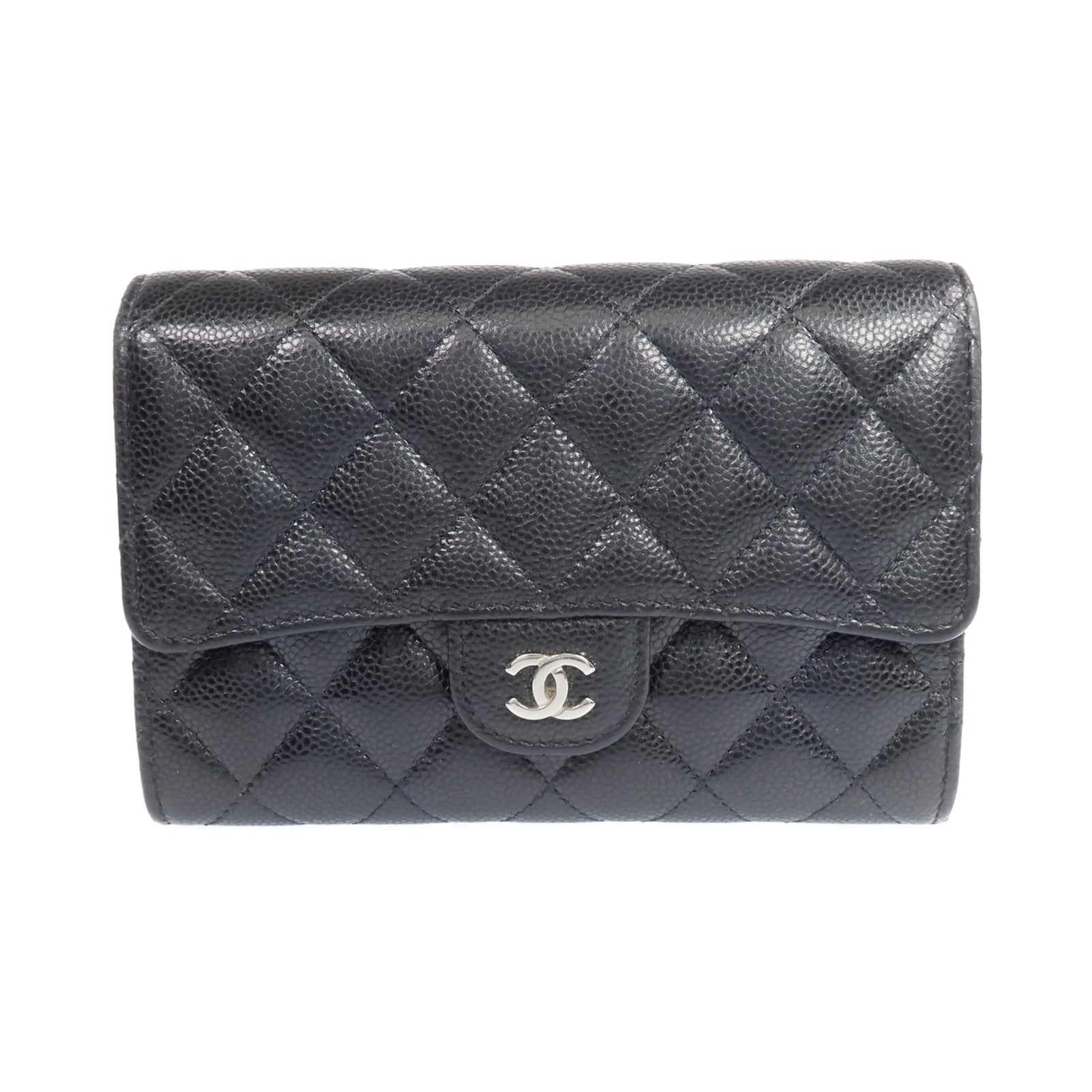 CHANEL 牛皮皮革Wallet銀扣長錢包