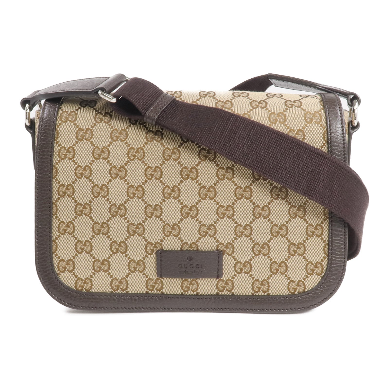 GUCCI 帆布Shoulder/Messenger Bag銀扣肩背袋