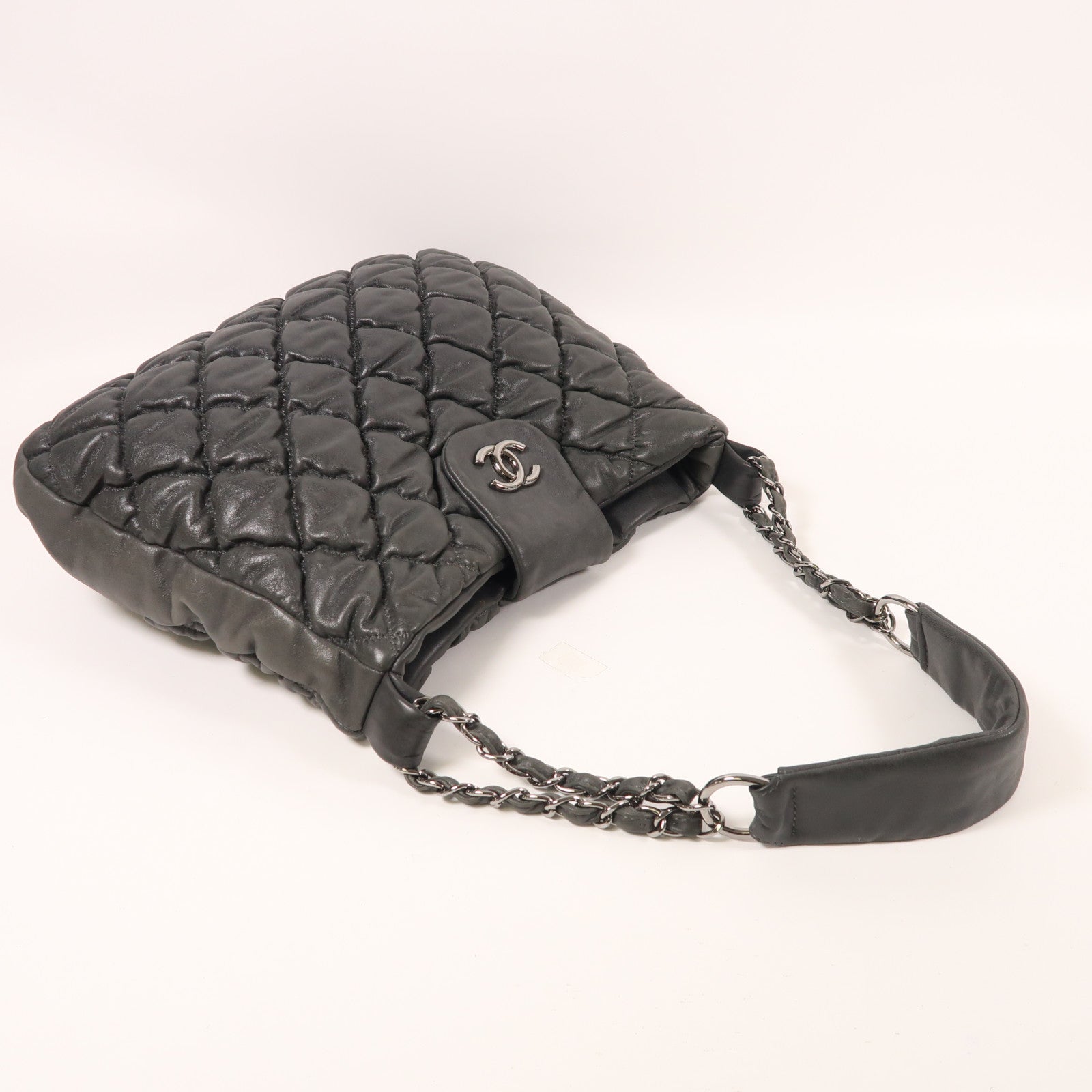 CHANEL 羊皮皮革Shoulder Bag銀扣肩背袋