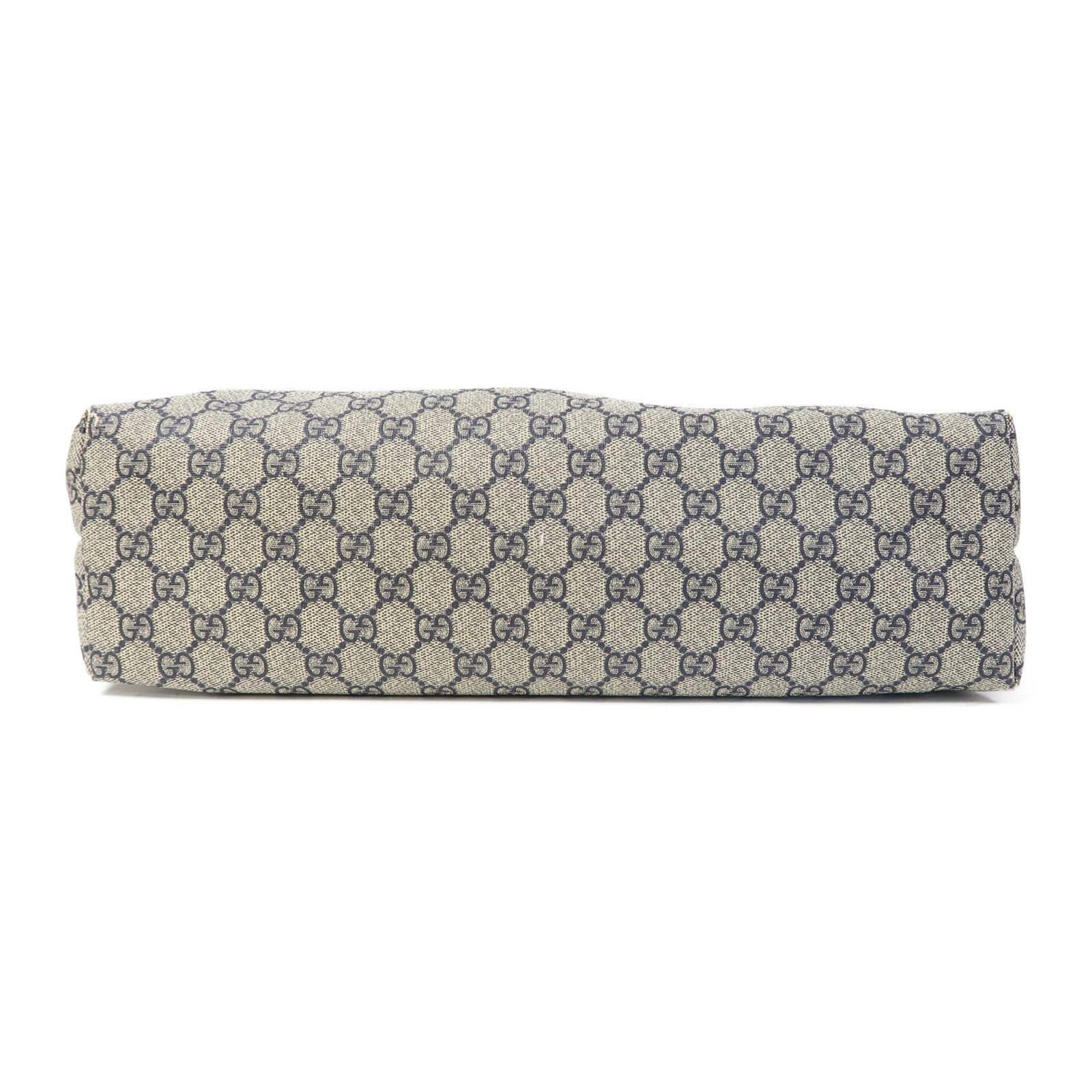 GUCCI 塗層帆布Tote Bag銀扣肩背袋啡色/藍色