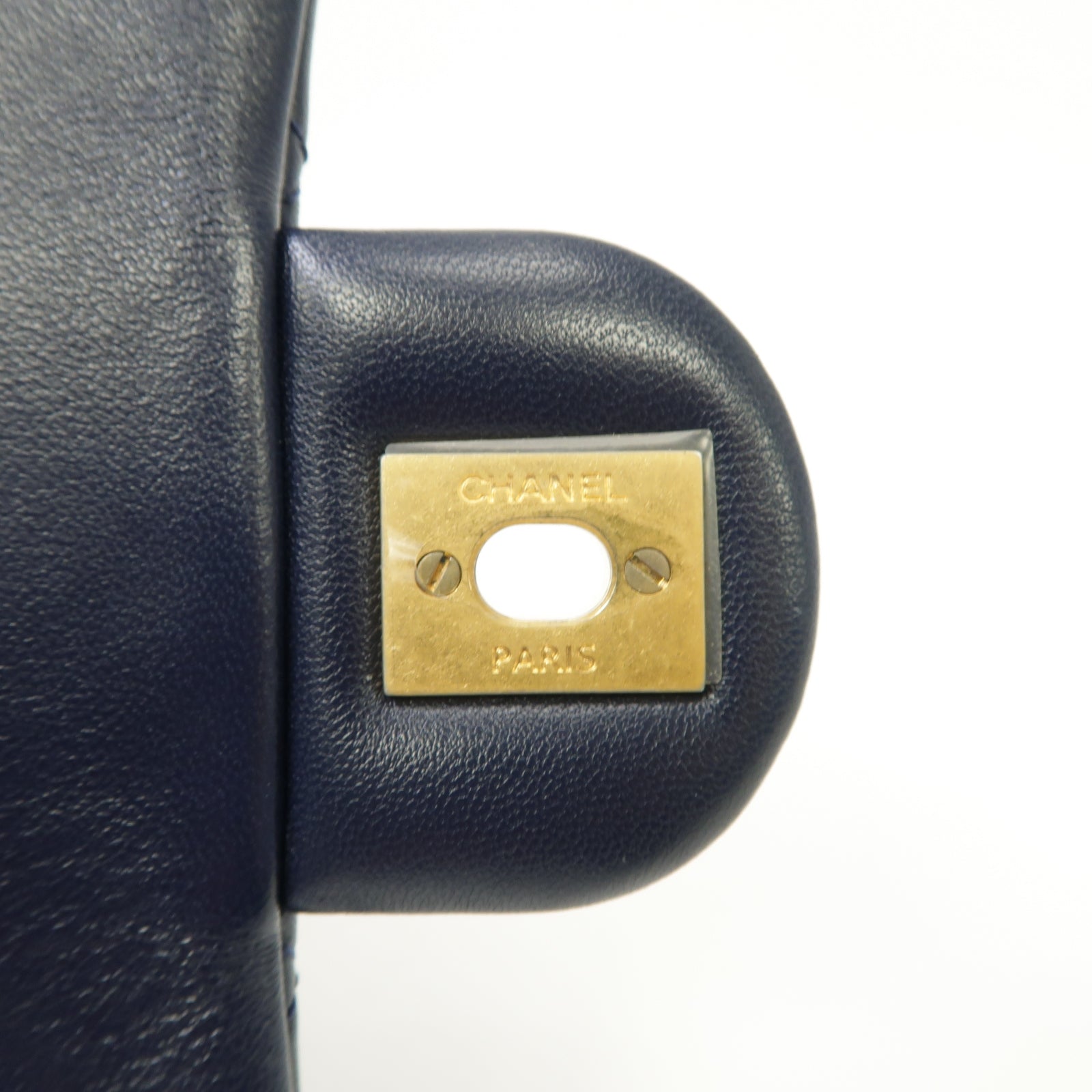 CHANEL 菱格羊皮皮革CF Mini 17cm Chain Shoulder Bag金扣鏈帶肩背袋深藍色