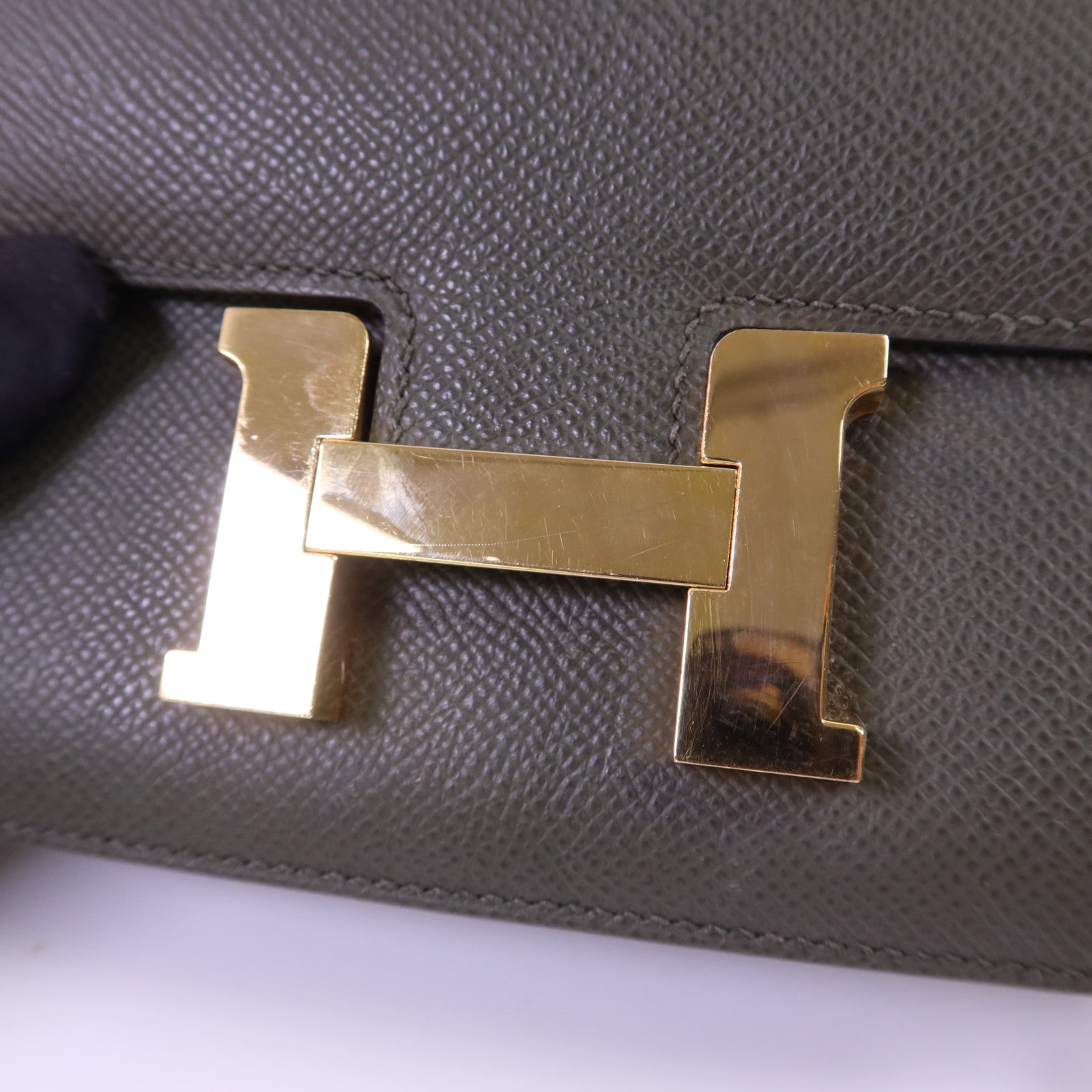 HERMES Veau Epsom皮革Constance Mini金扣肩背袋 Vert de Gris