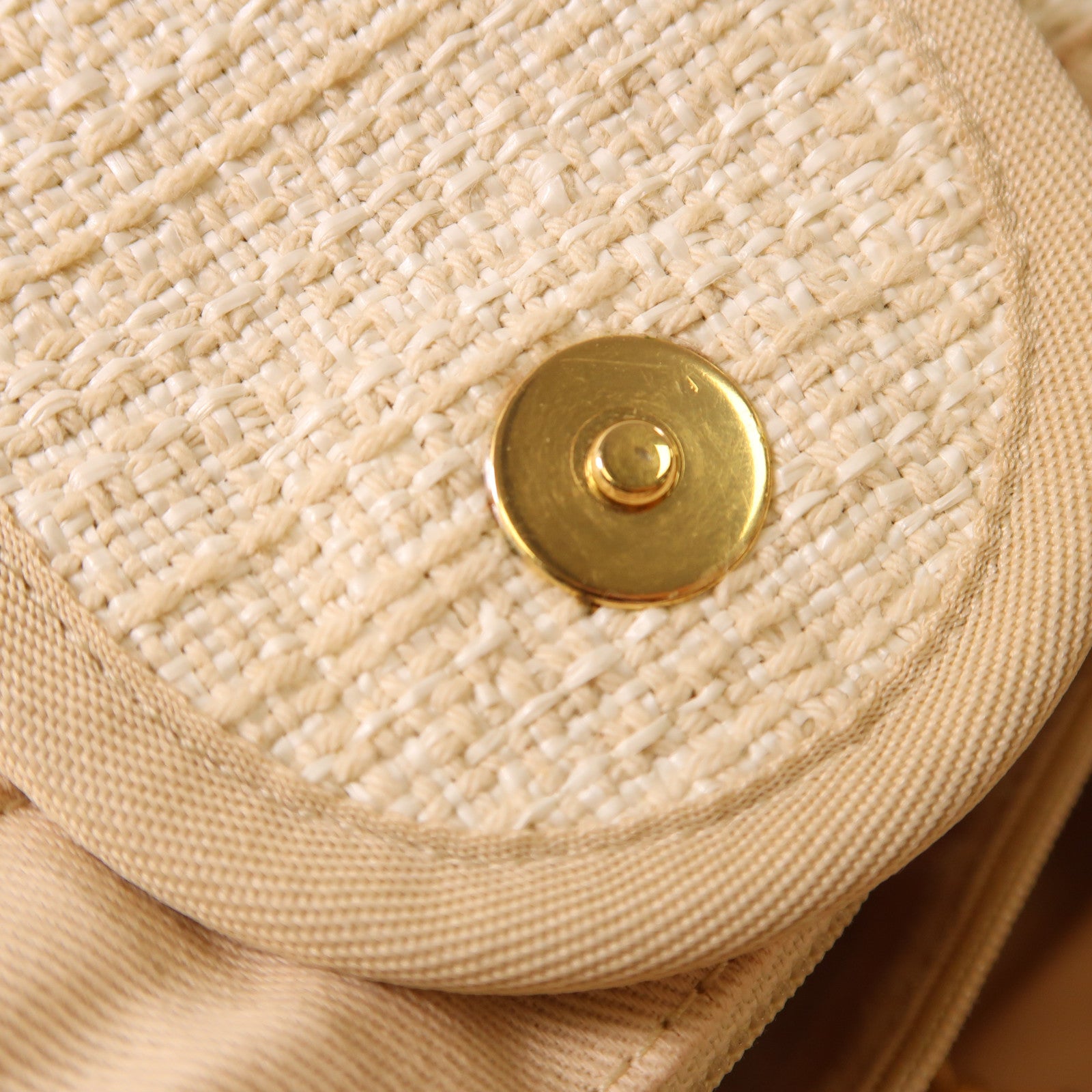 CHANEL 帆布/Straw Deauville金扣手挽肩背兩用袋