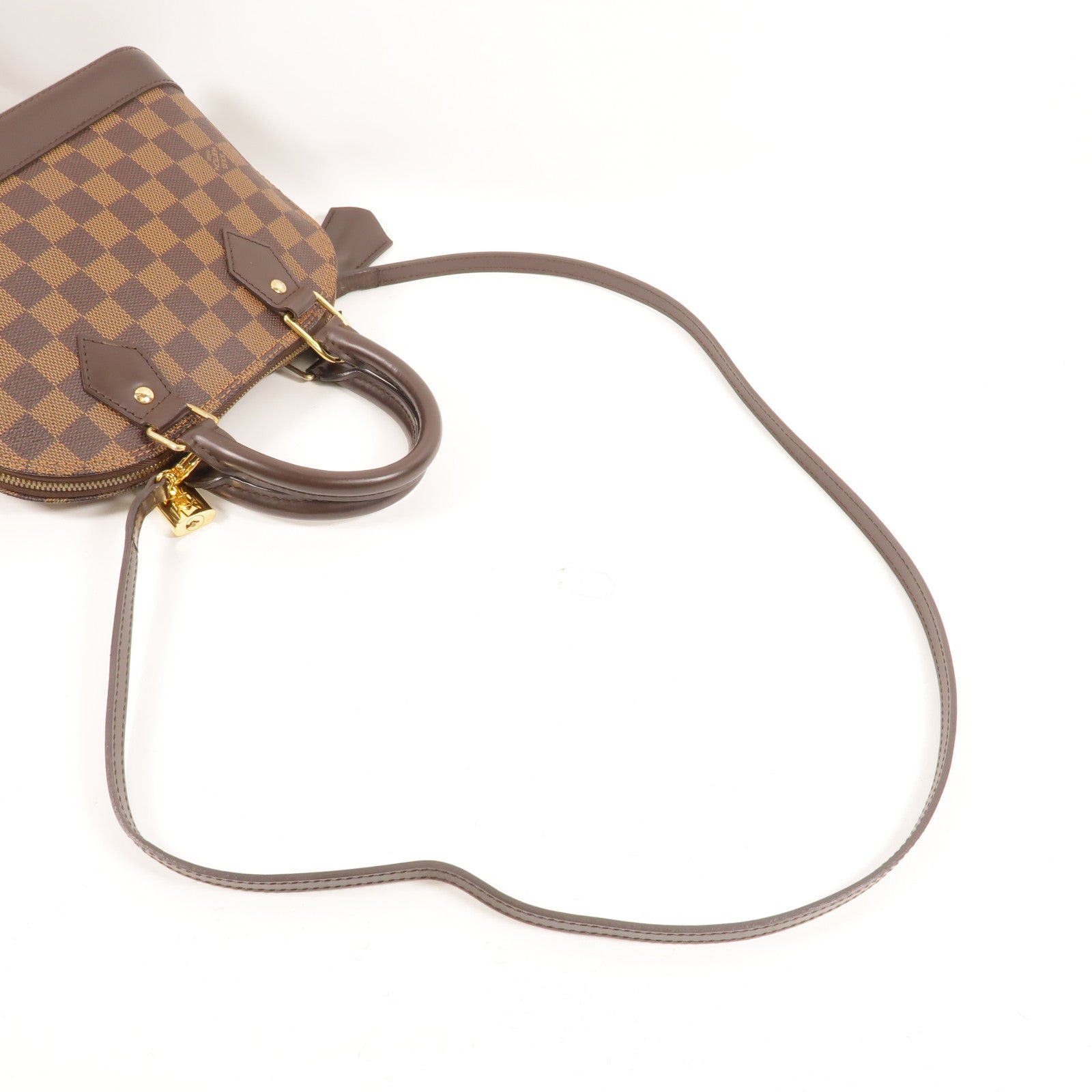 LOUIS VUITTON Damier Alma BB金扣手挽肩背兩用袋棕色