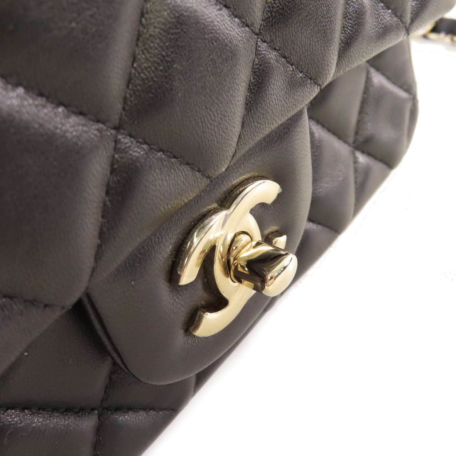 CHANEL 菱格羊皮皮革Classic 20cm Chain Shoulder Bag銀扣鏈帶肩背袋黑色