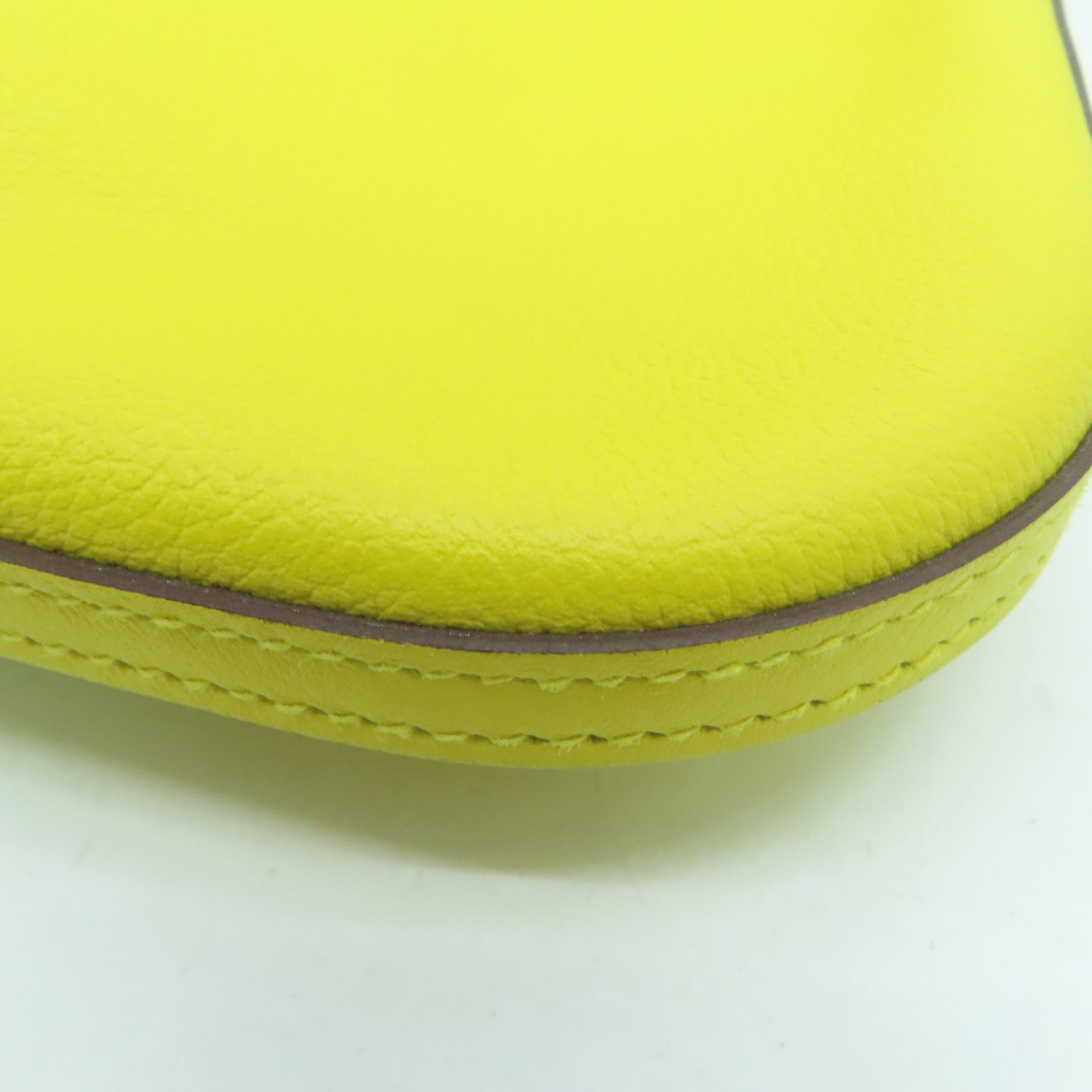 HERMES Evercolor Leather Bridado Shoulder Bag Silver Buckle Shoulder Bag Yellow