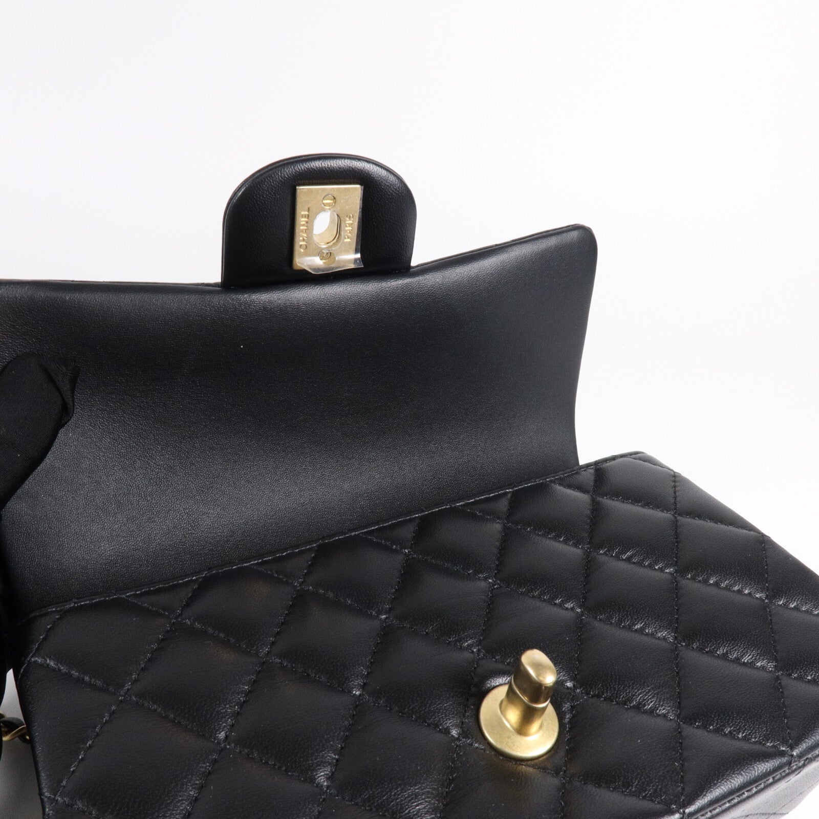 CHANEL 羊皮皮革Mini Classic 20 With Handle鏈帶手挽肩背兩用袋