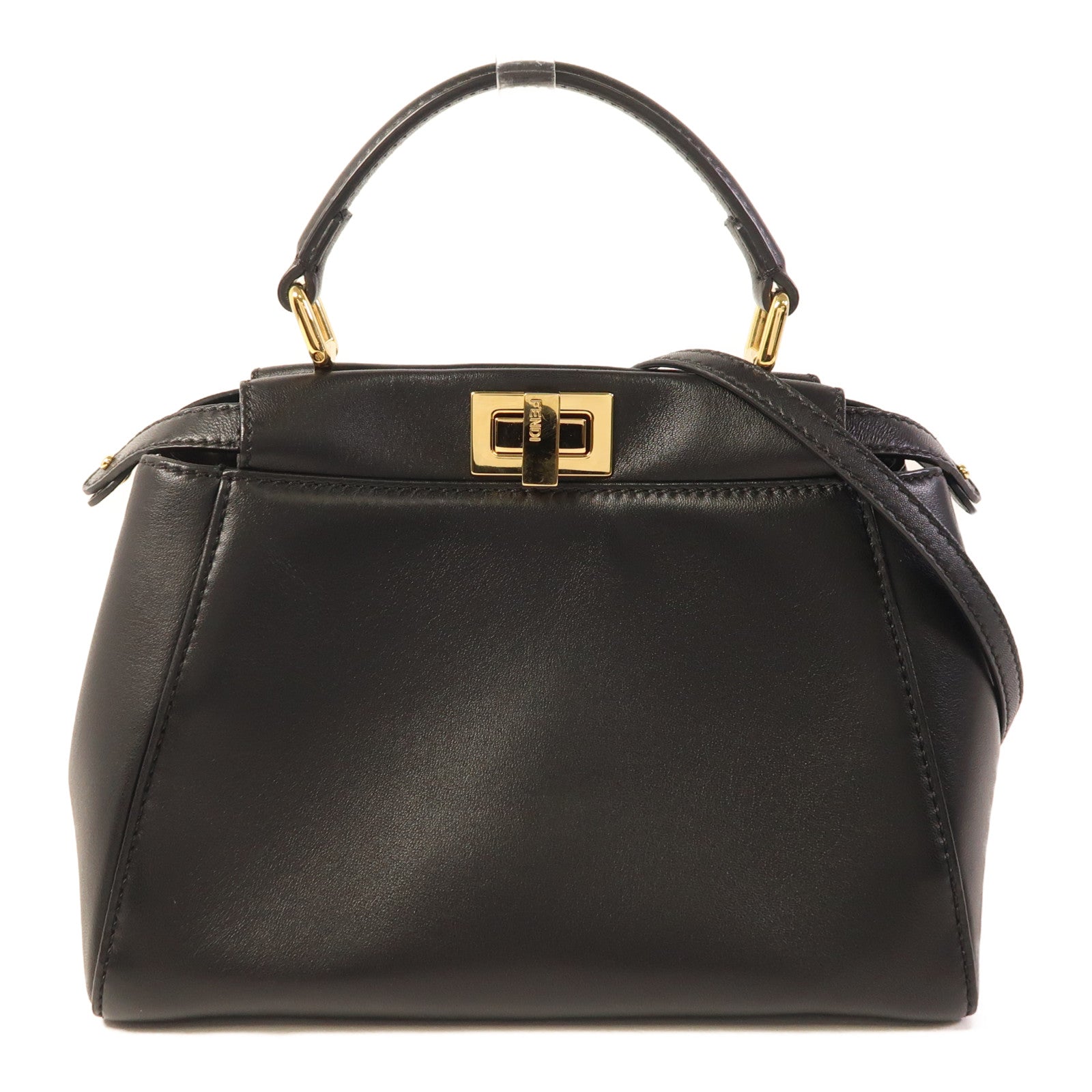 FENDI 羊皮皮革Mini Peekaboo金扣手挽肩背兩用袋