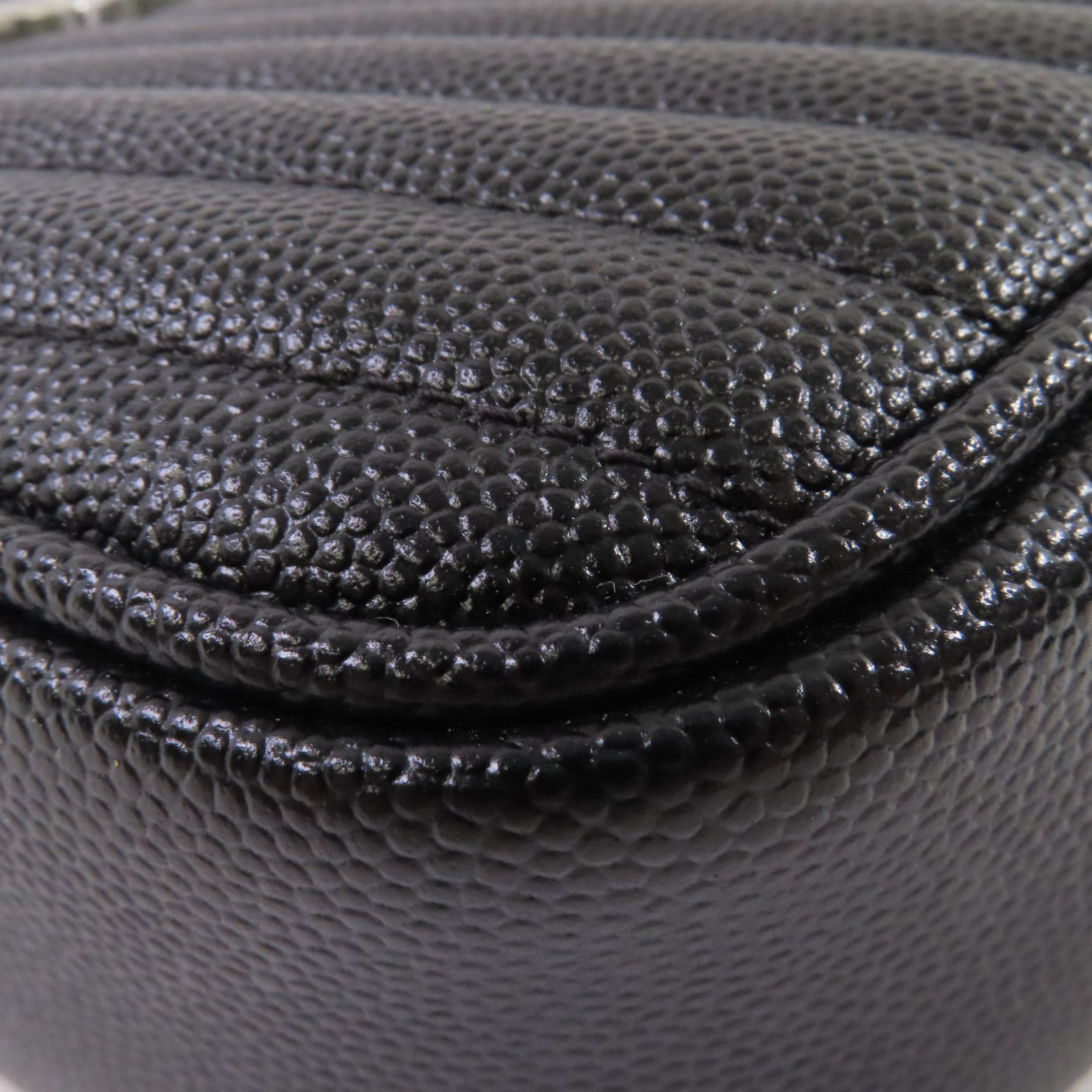 SAINT LAURENT 斜紋牛皮皮革Camera Shoulder Bag銀扣鏈帶肩背黑色