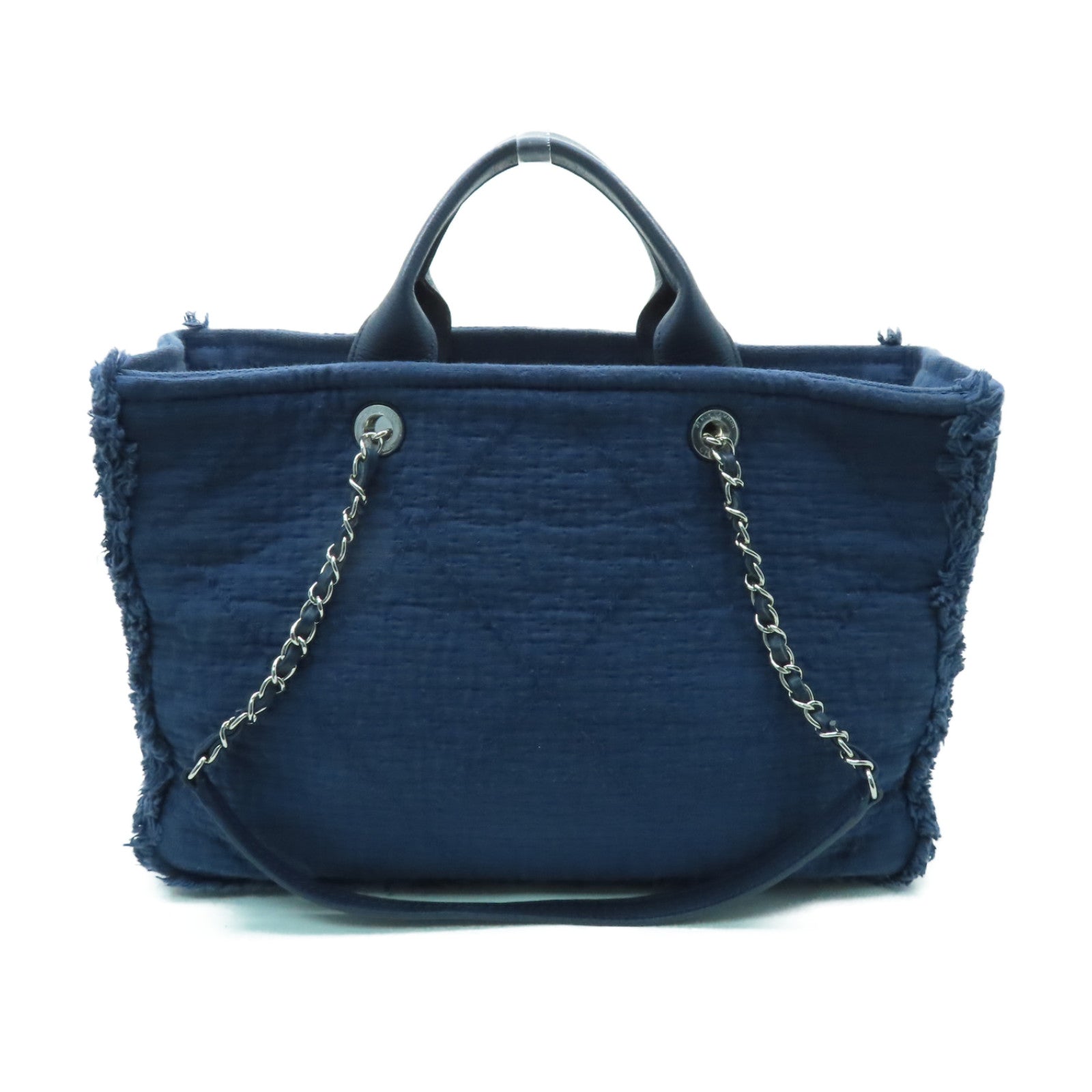 CHANEL 【激減優惠】帆布2way Shoulder Bag銀扣手挽肩背兩用袋藍色