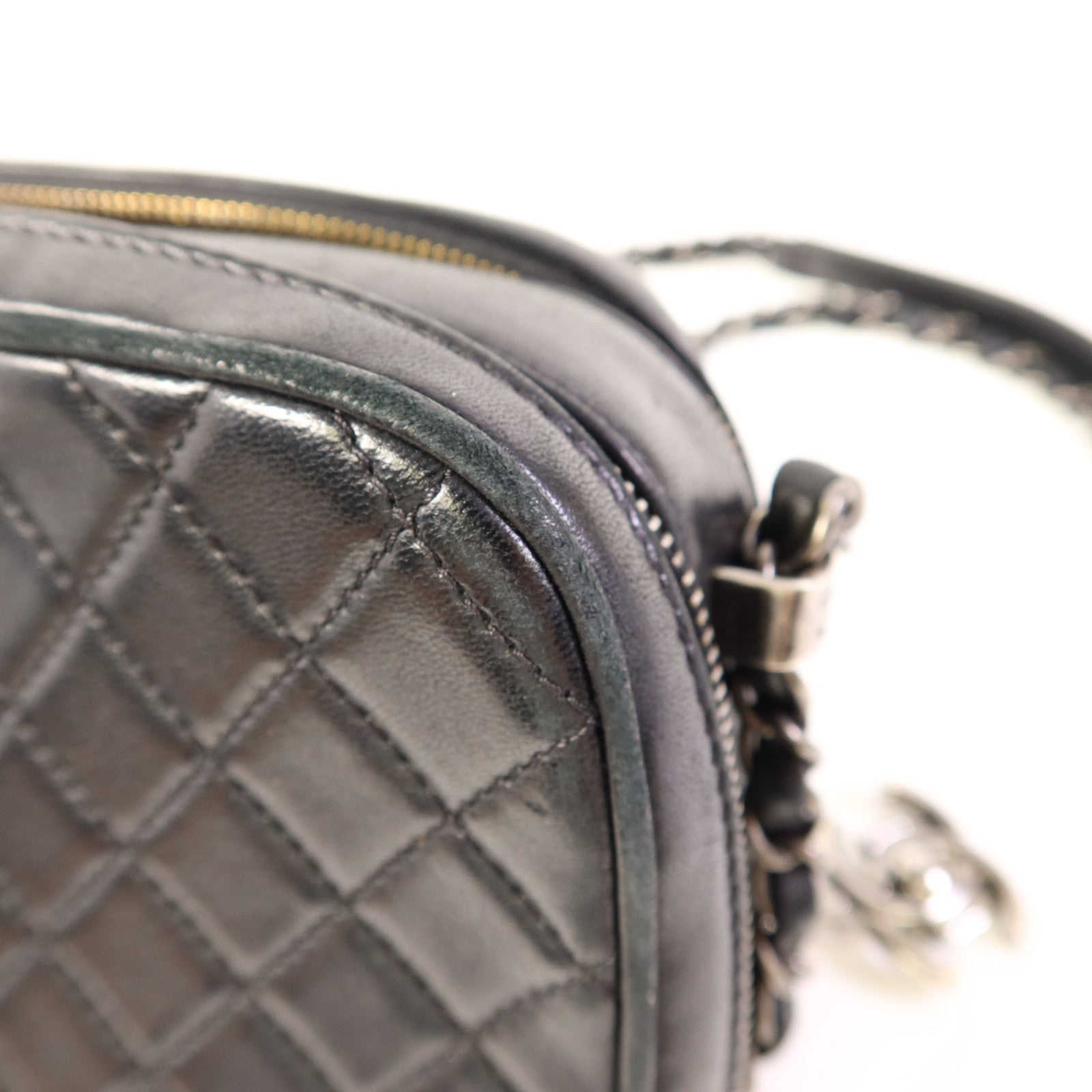 CHANEL 牛皮皮革Chain Shoulder Bag銀扣鏈帶肩背袋