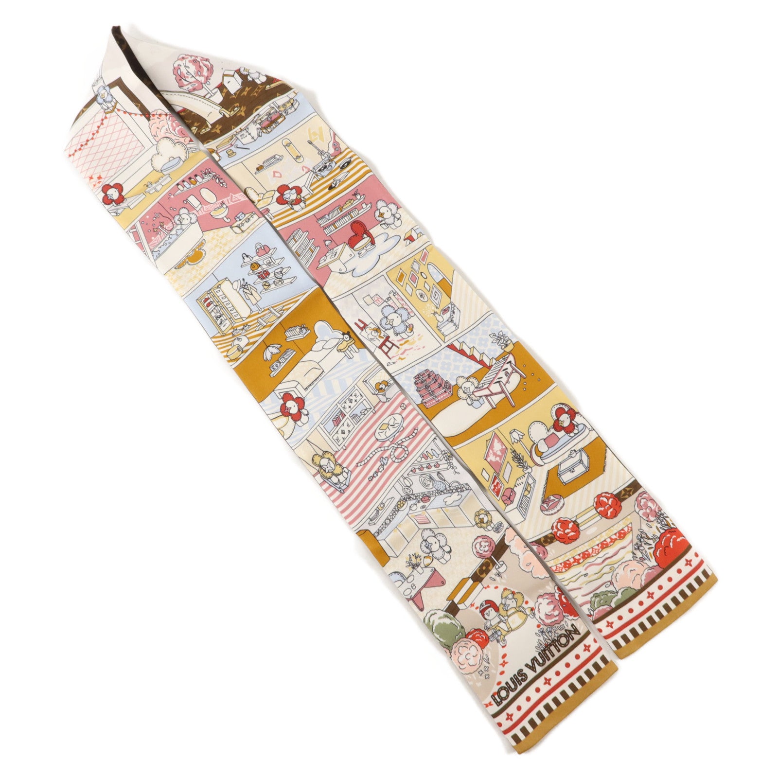 LOUIS VUITTON 絲質Vivienne World Bandeau絲巾